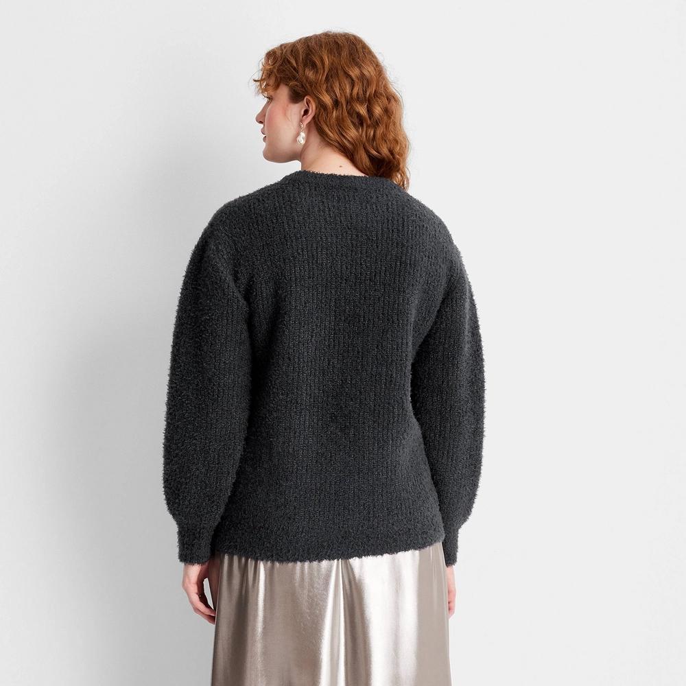 Womens Crewneck Relaxed Teddy Sweater - Future Collective Dark L Product Image