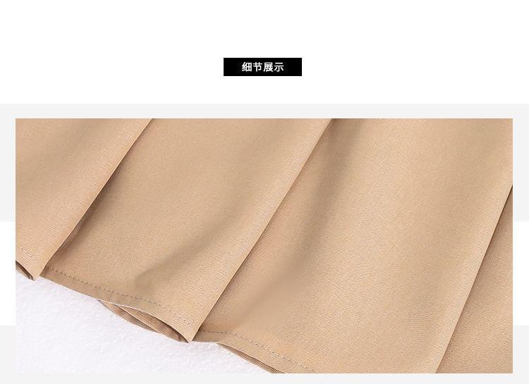 Set: Spaghetti Strap Plain Midi A-Line Dress + Crop Double-Breasted Blazer Product Image