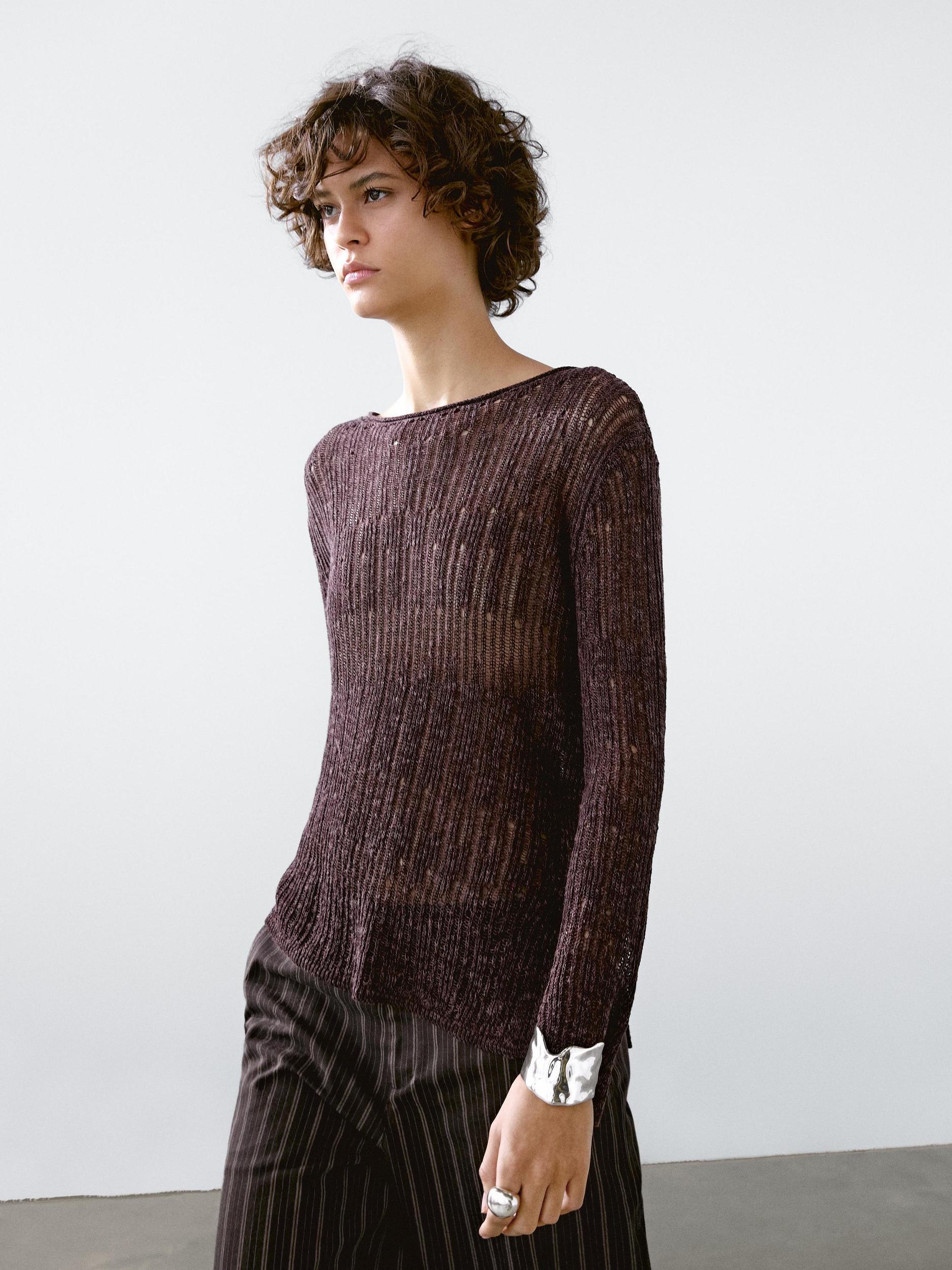 Asymmetric cutwork sweater Product Image