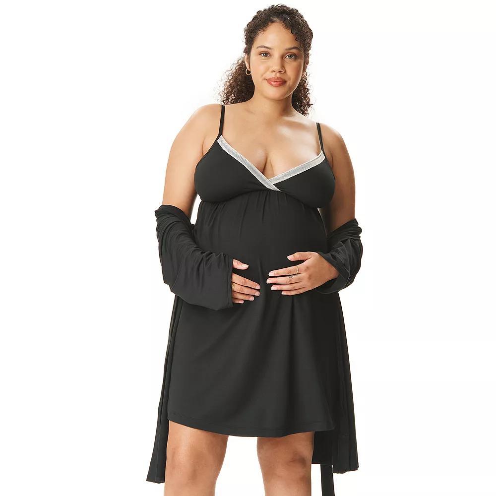 Maternity Motherhood Robe & Chemise Set, Womens Product Image