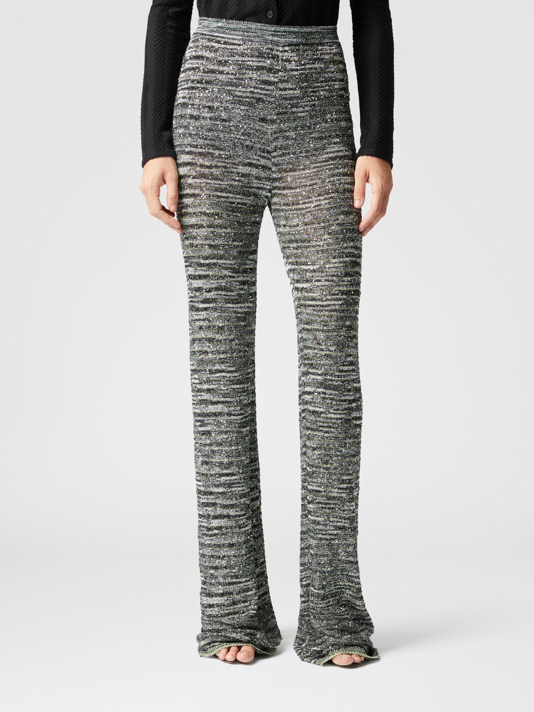 Flare trousers in slub knit with sequins Product Image