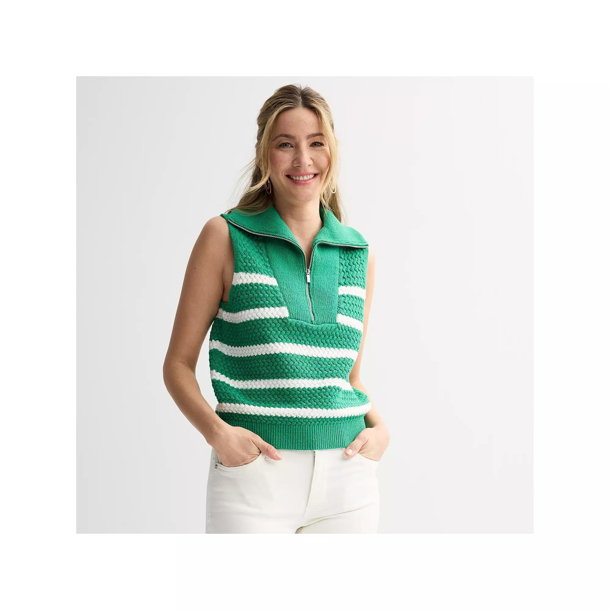 Petite Sonoma Goods For Life Quarter-Zip Sweater Vest, Womens Product Image