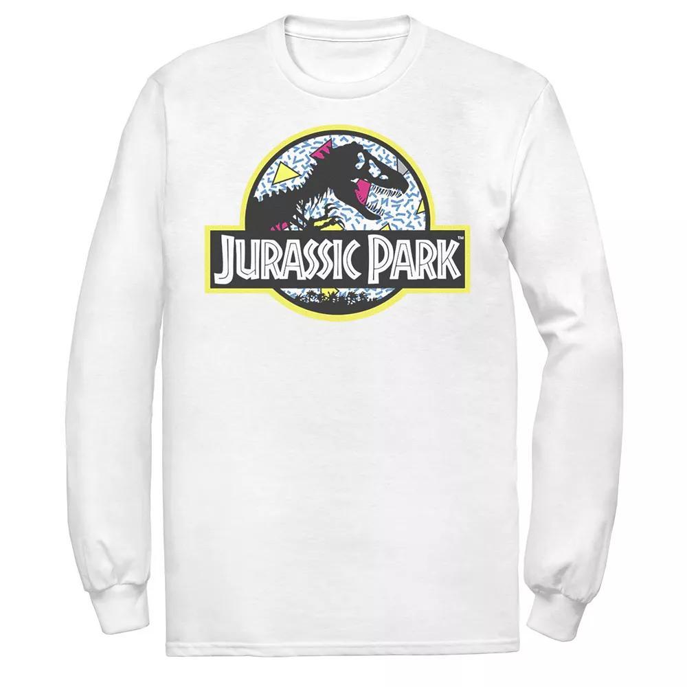 Men's Jurassic Park Blue Retro Classic Icon Tee, Size: Large, White Product Image
