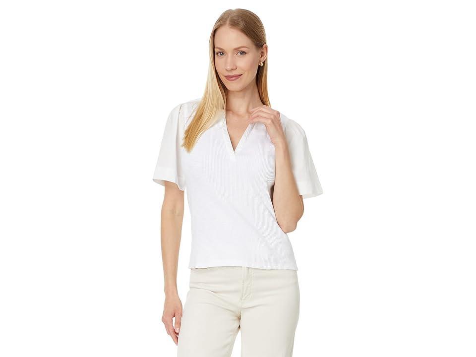 Lilla P Woven Sleeve Split Neck Women's Blouse Product Image