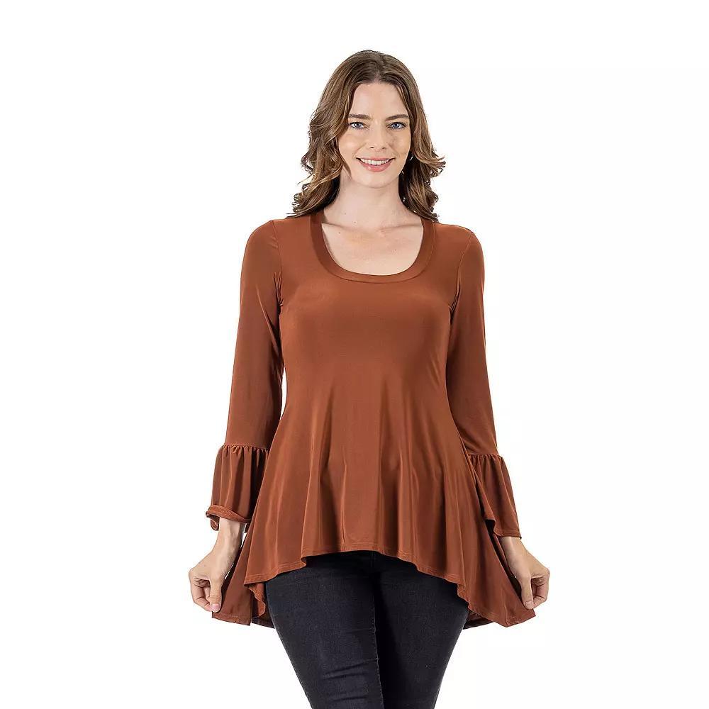 Women's 24Seven Comfort Apparel Long Bell Sleeve High-Low Tunic Top, Size: XXL, Black Product Image