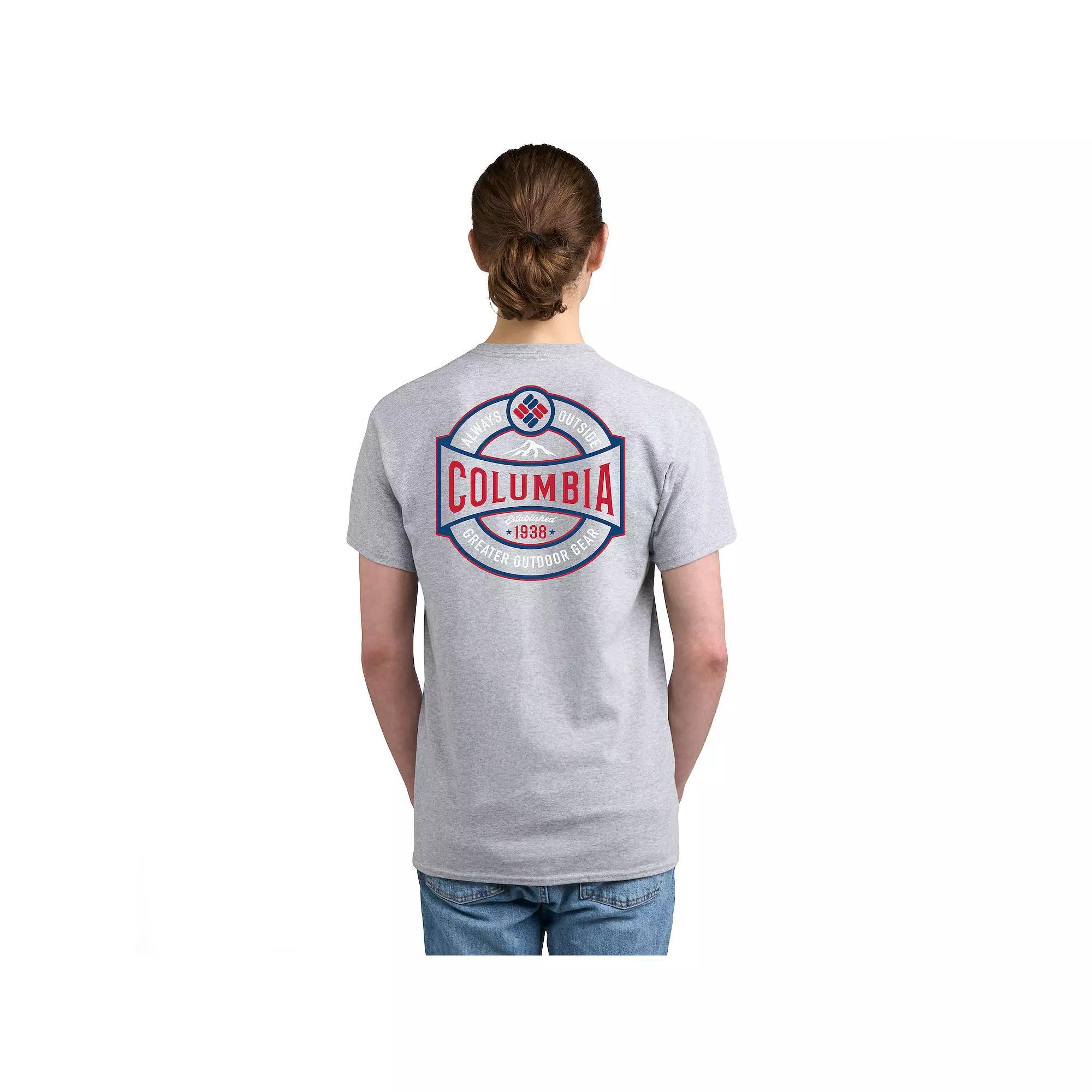 Men's Columbia Short Sleeve Graphic Tee, Size: Large, Gray 1938 Product Image