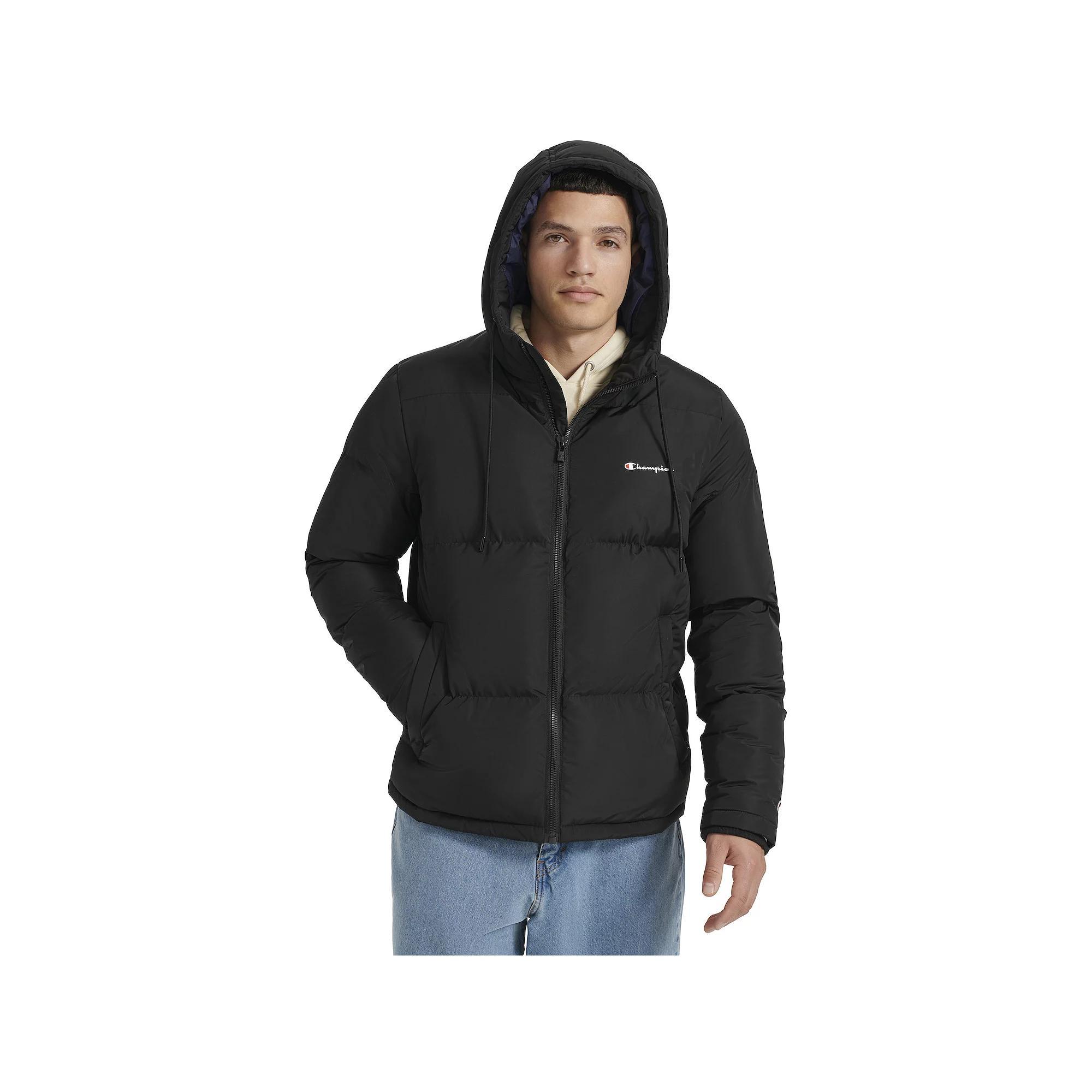 Men's Champion® Hooded Puffer Jacket, Size: XL, Black Product Image