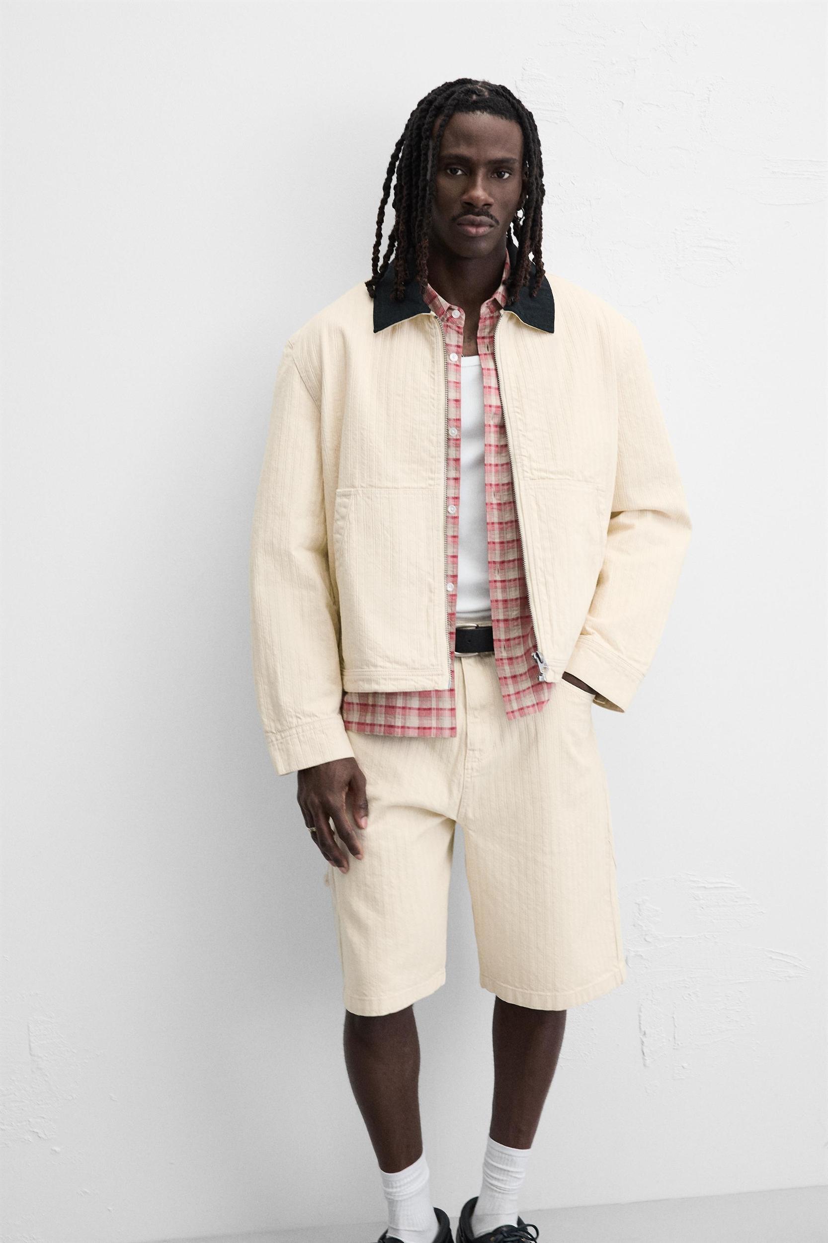 TEXTURED STRIPED SHORTS Product Image