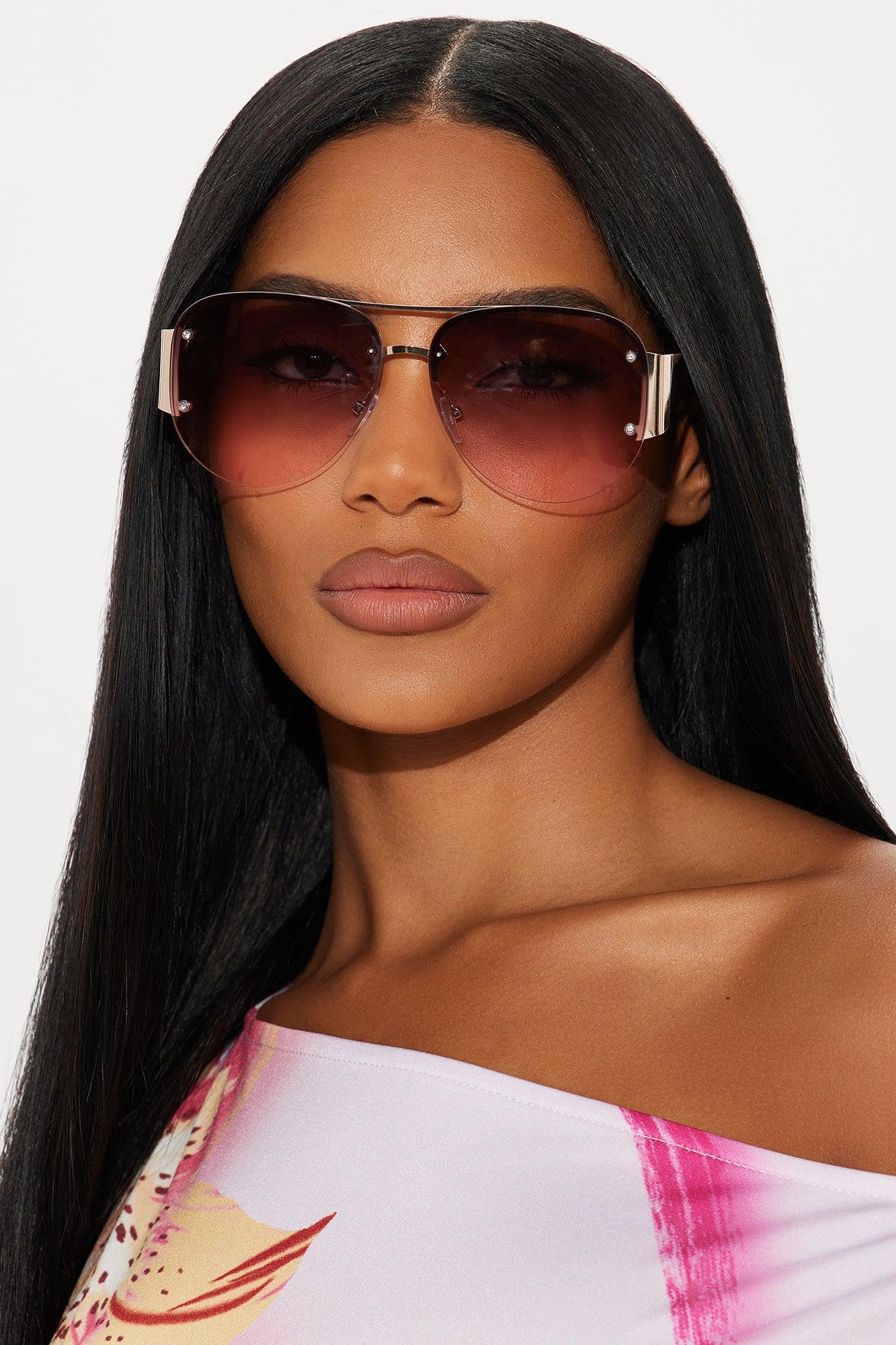 Lady May Aviator Sunglasses - Gold/Brown Female Product Image