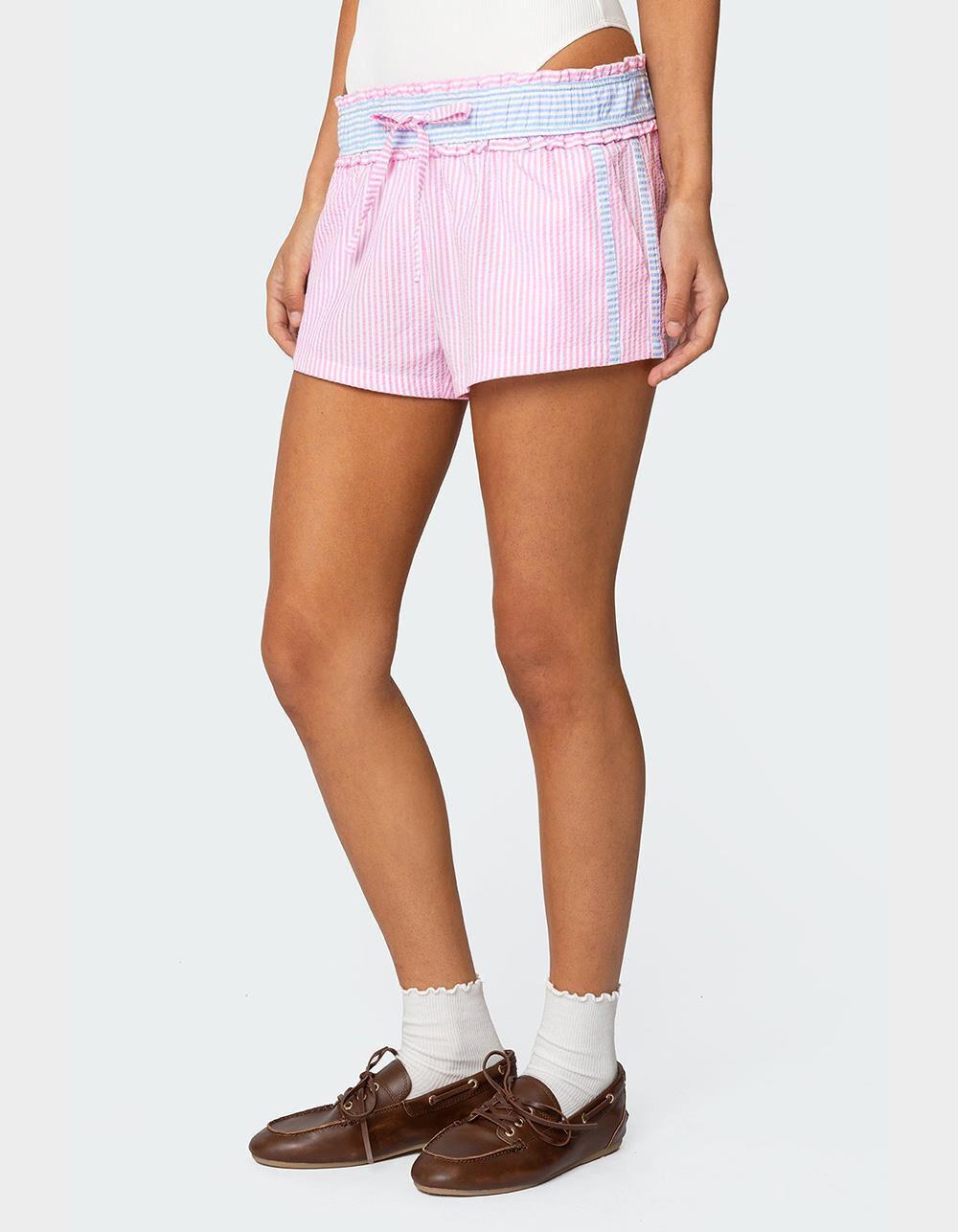 EDIKTED Baylee Contrast Striped Shorts Product Image