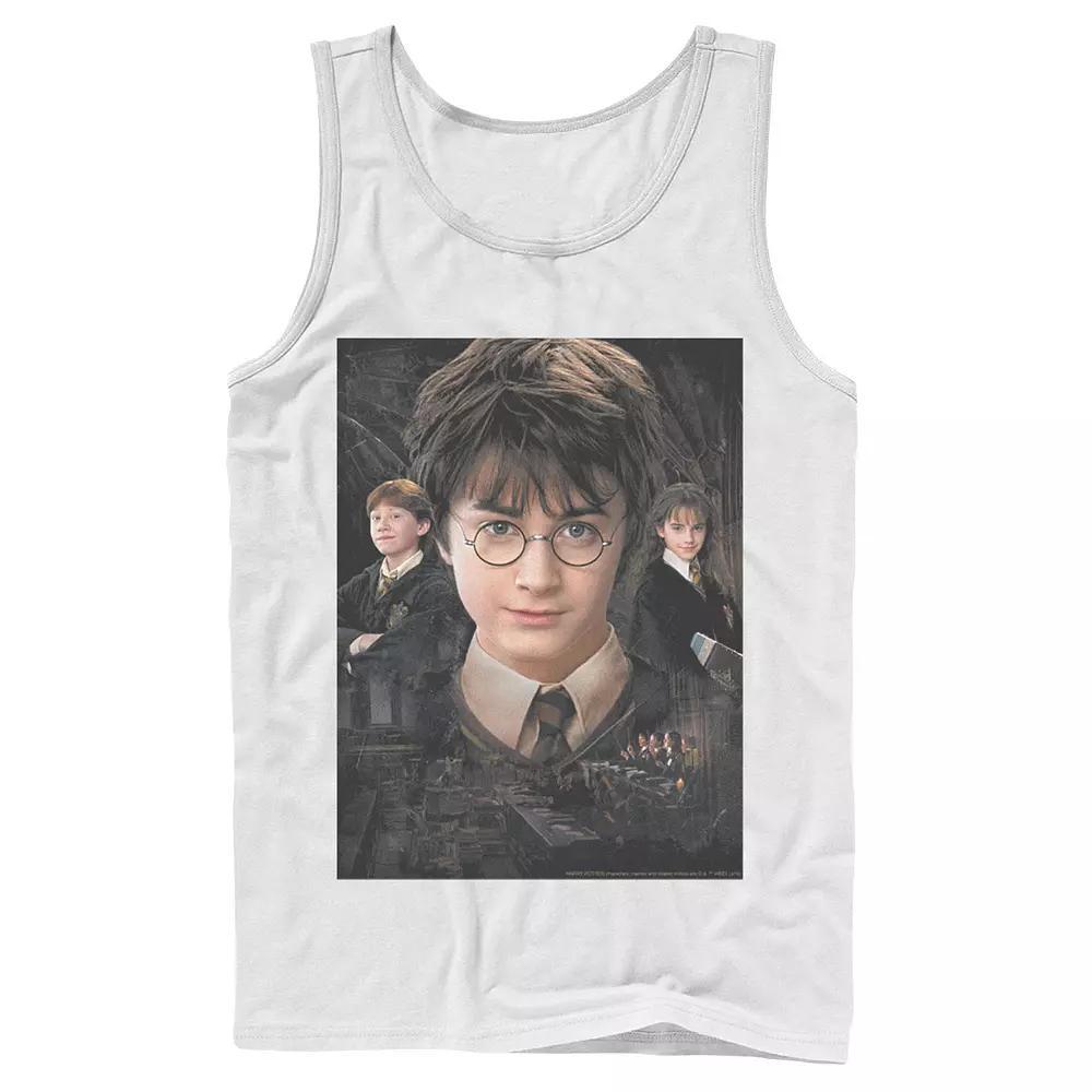 Men's Harry Potter Chamber Of Secrets Harry Ron Hermione Poster Graphic Tank Top, Size: XL, Black Product Image