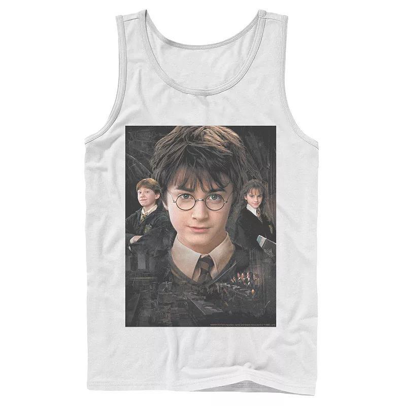 Men's Harry Potter Chamber Of Secrets Harry Ron Hermione Poster Graphic Tank Top, Size: XL, Black Product Image