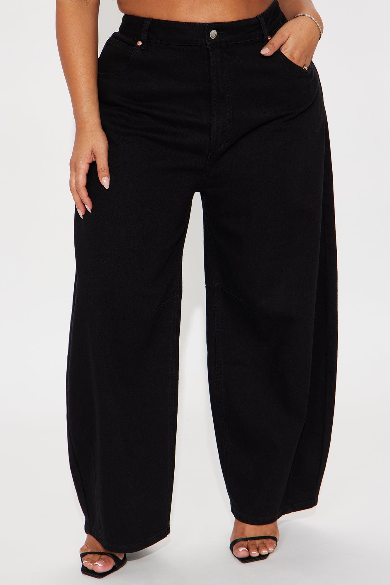 Checked Out Barrel Leg Jeans - Black Product Image