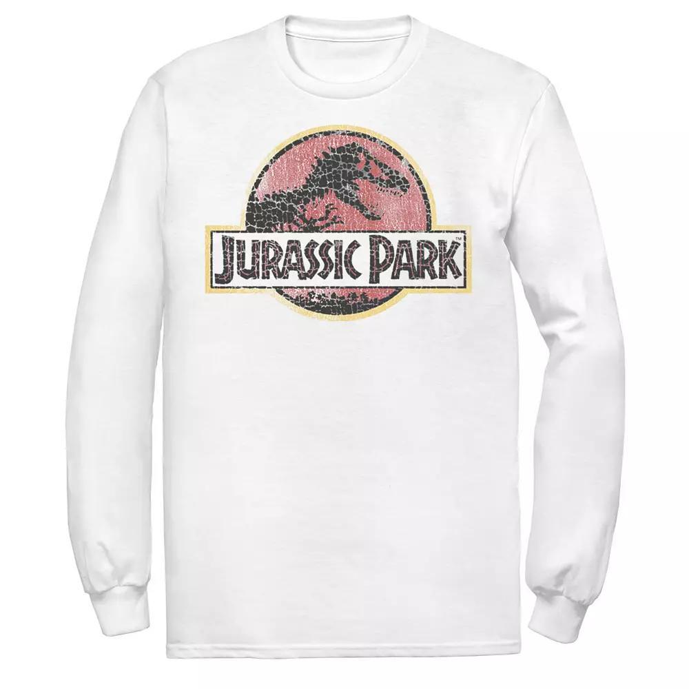 Men's Jurassic Park Cracked Vintage Logo Tee, Size: Small, White Product Image