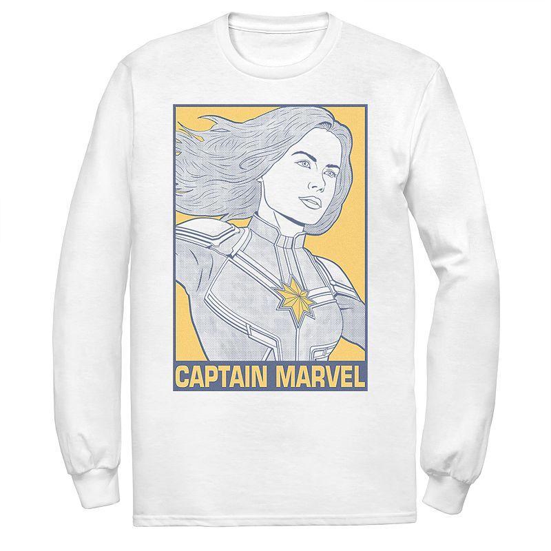 Men's Captain Marvel Pop Art Poster Tee, Size: Medium, White Product Image
