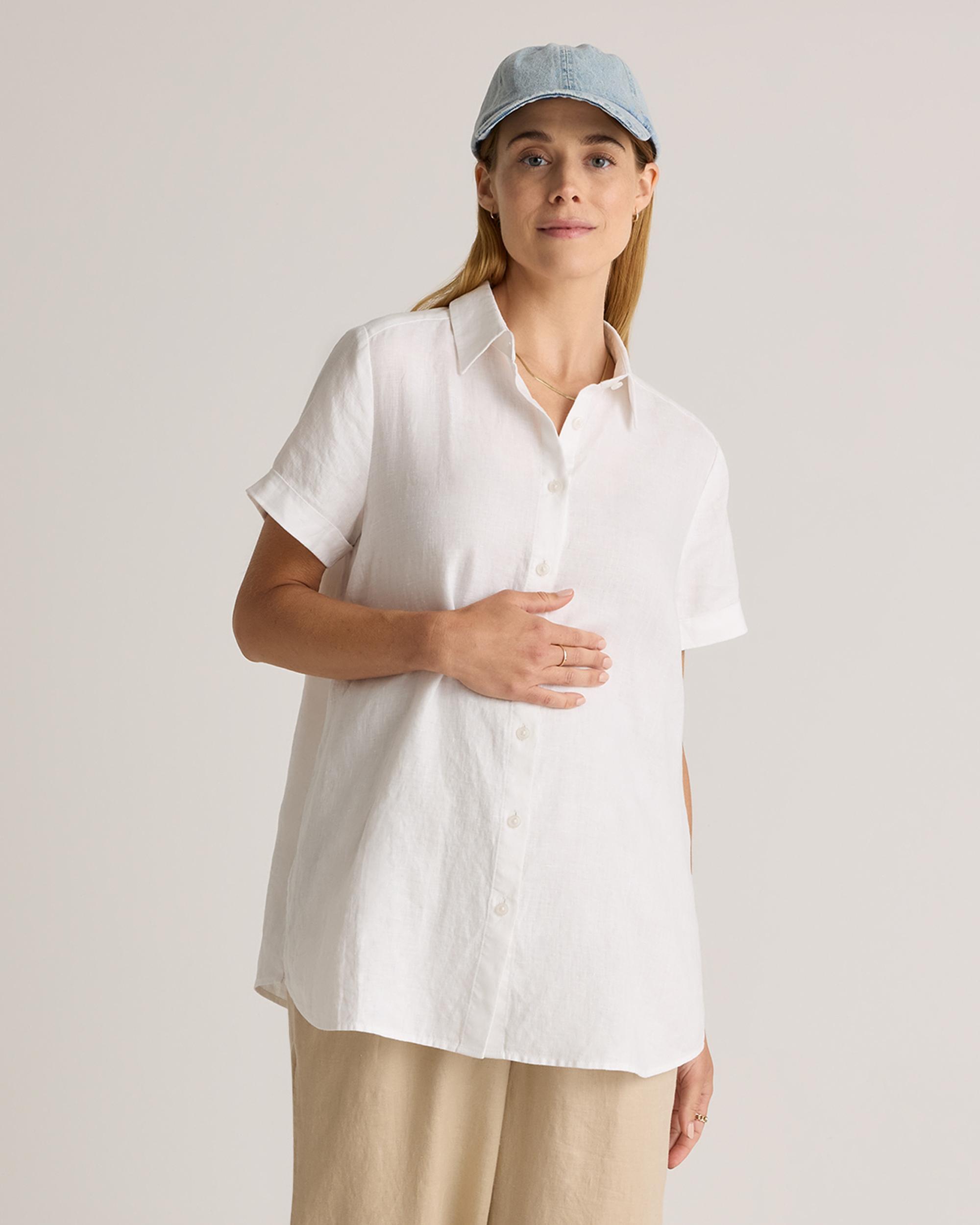 Quince | Women's 100% European Linen Maternity Camp Shirt Size XL Product Image
