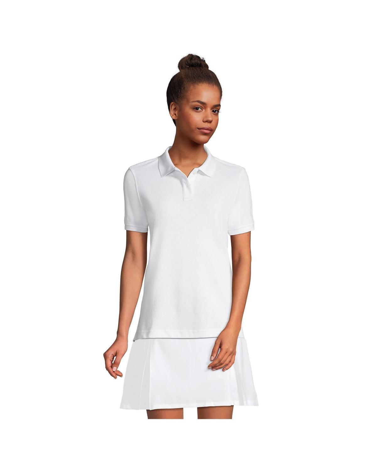 Womens Lands End School Uniform Short Sleeve Mesh Polo Shirt Classic Blue Product Image