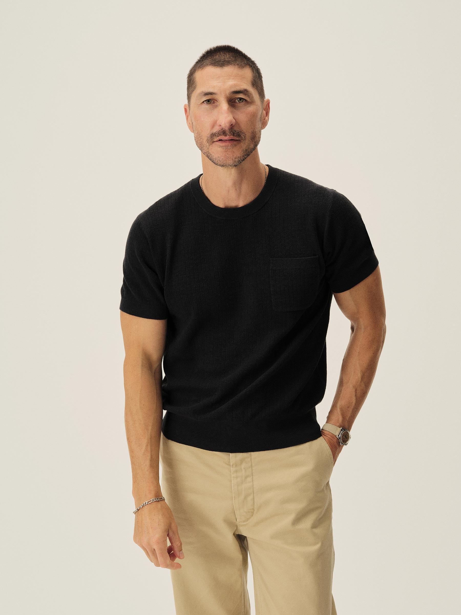Black Yuma Hemp Rib Knit Pocket Tee Product Image