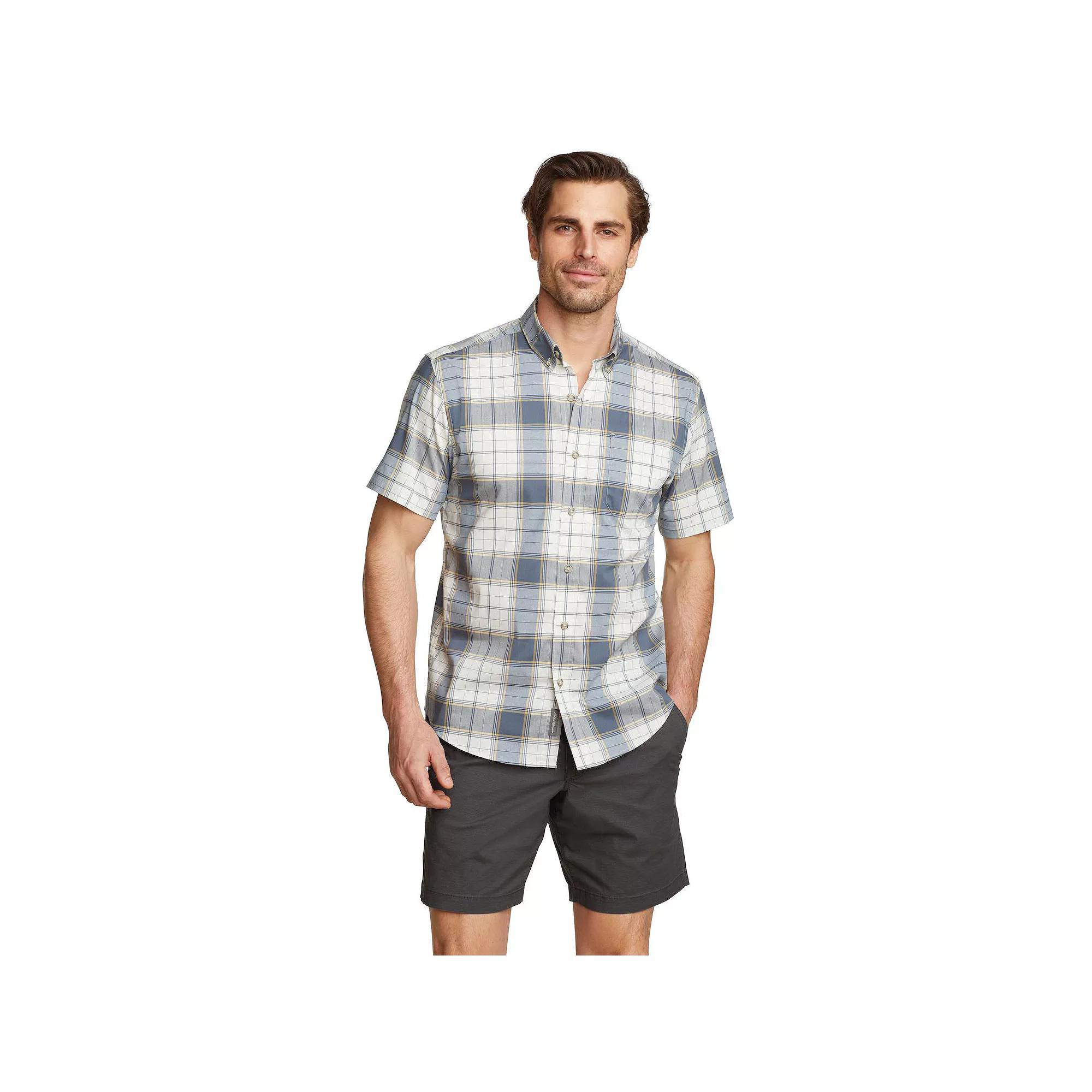 Men's Eddie Bauer UPF 50 Voyager Short Sleeve Button-Down Shirt, Size: Small, Dijon Product Image
