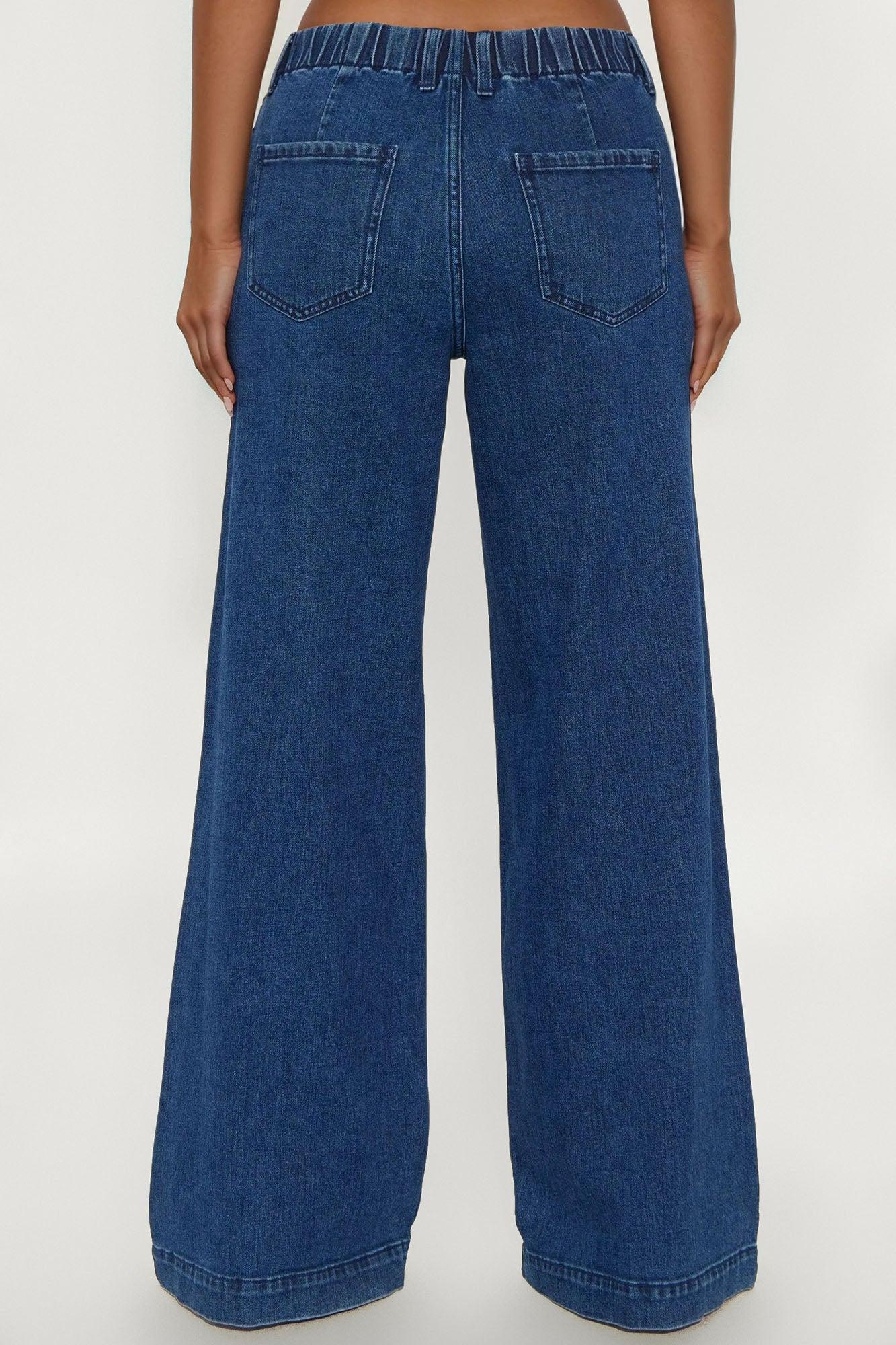 City Chic Trouser Wide Leg Jeans - Dark Wash Product Image