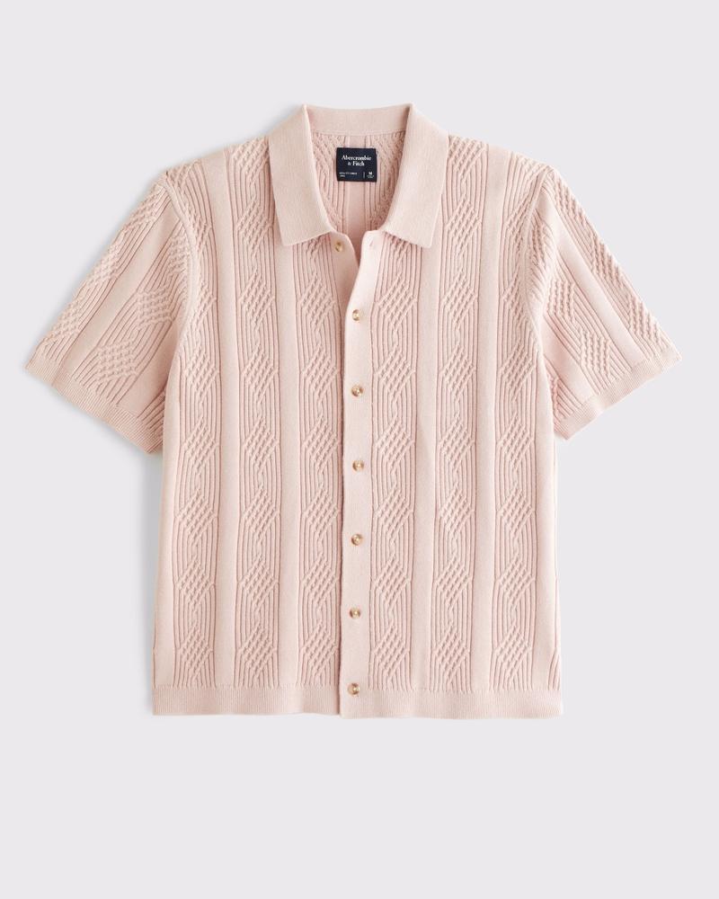 Vertical Cable Button-Through Sweater Polo Product Image