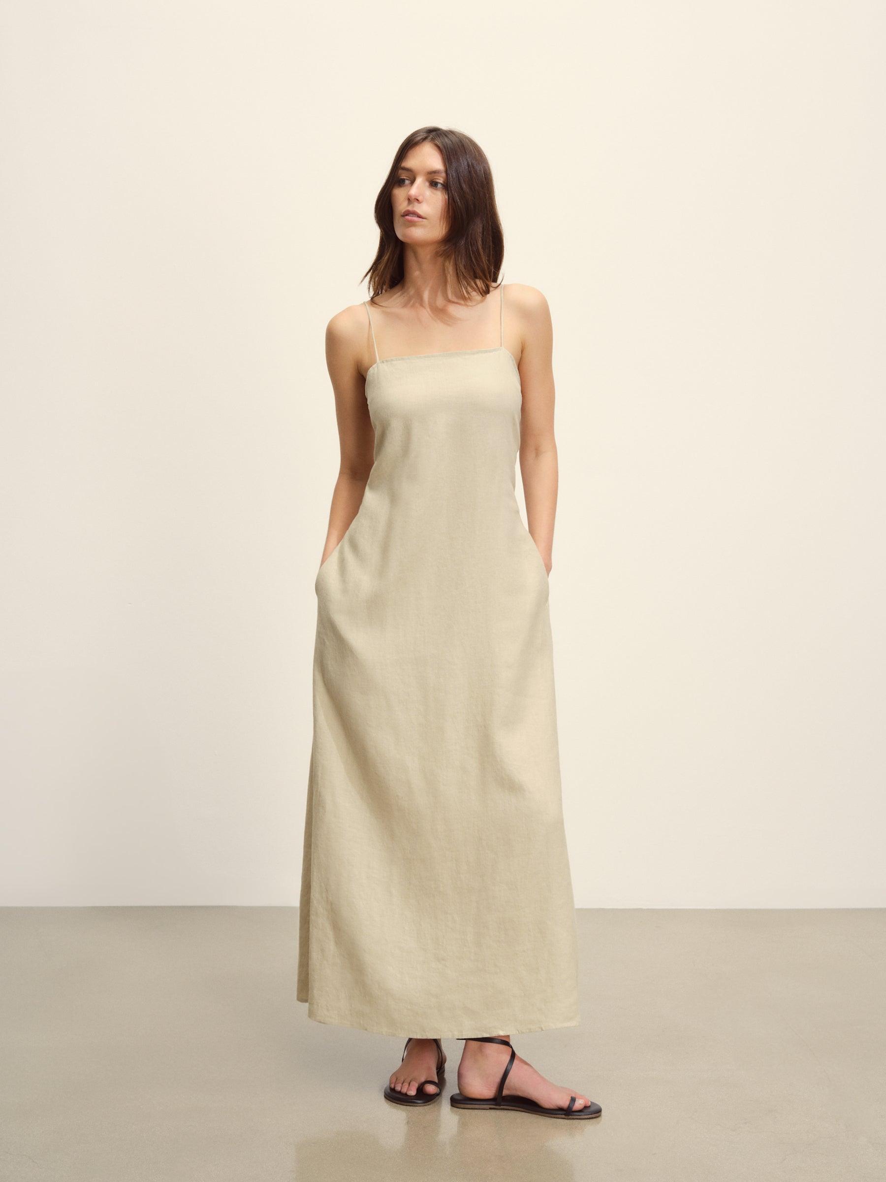 Flaxseed Crosshatch Linen Eastend Dress Product Image