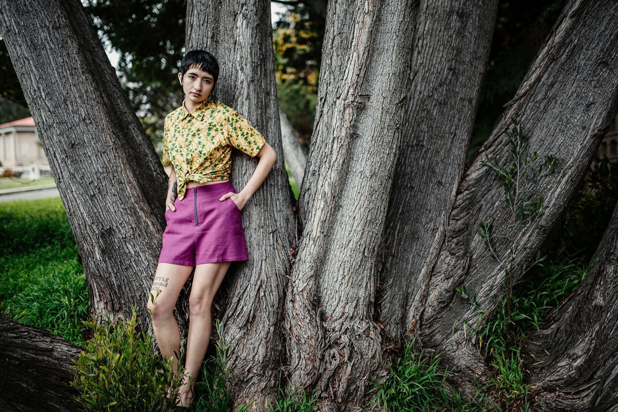 Breezy Shorts in Electric Violet Linen Product Image