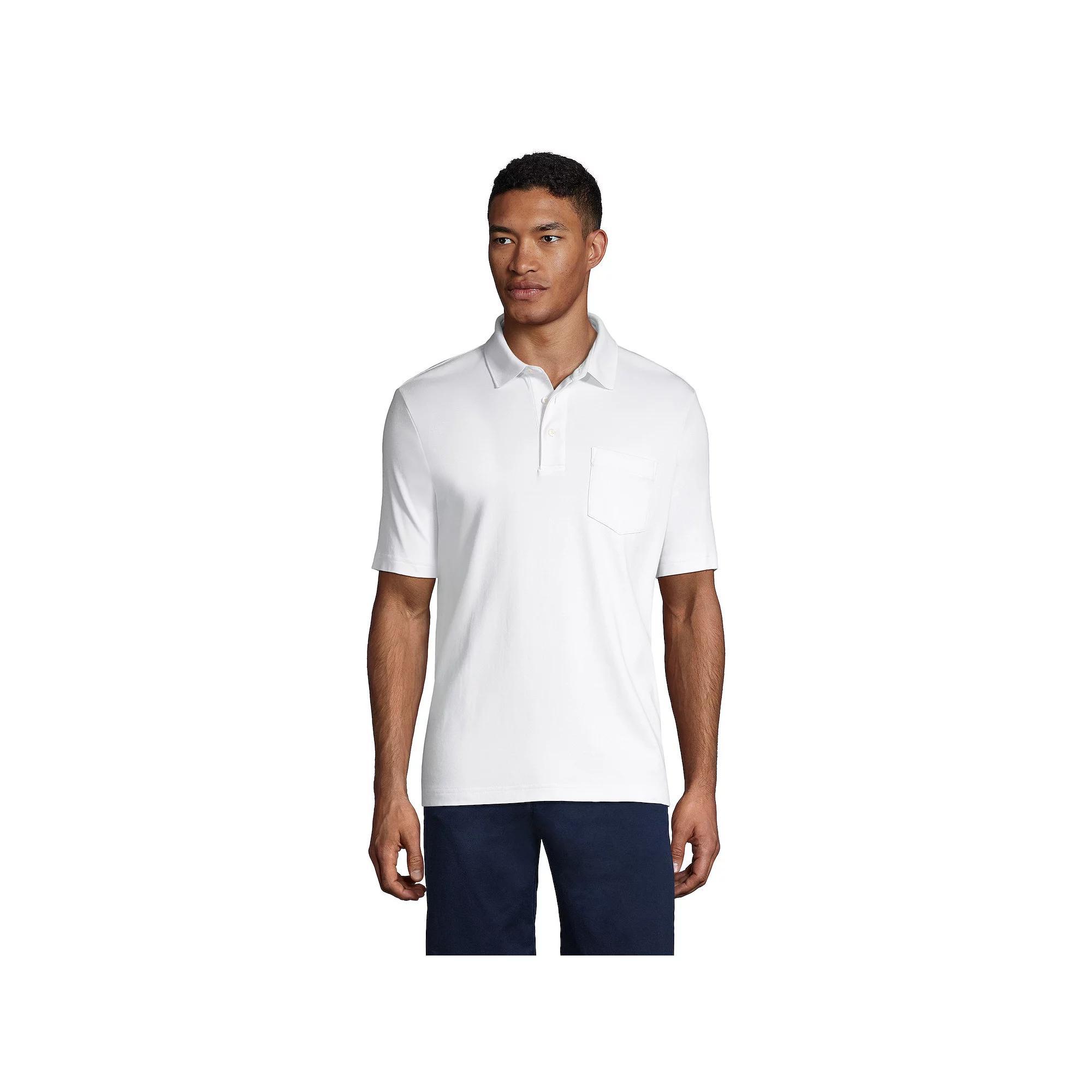 Big & Tall Lands' End Supima Polo, Men's, Size: 4XB, White Product Image