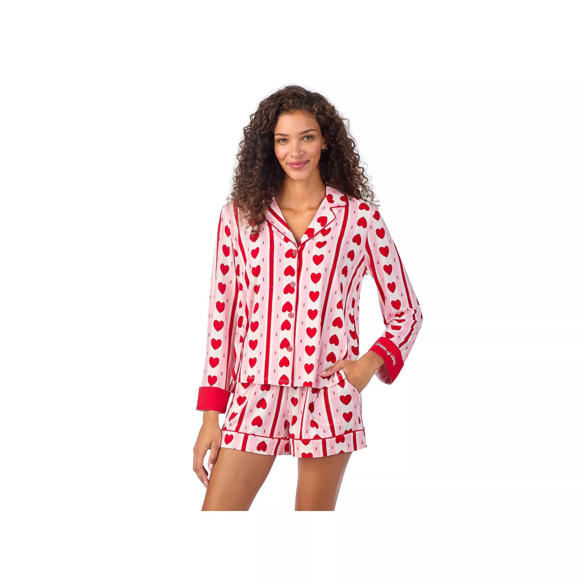 Womens Beauty Sleep Social Long Sleeve Pajama Shirt & Pajama Shorts Sleep Set, Girls Product Image