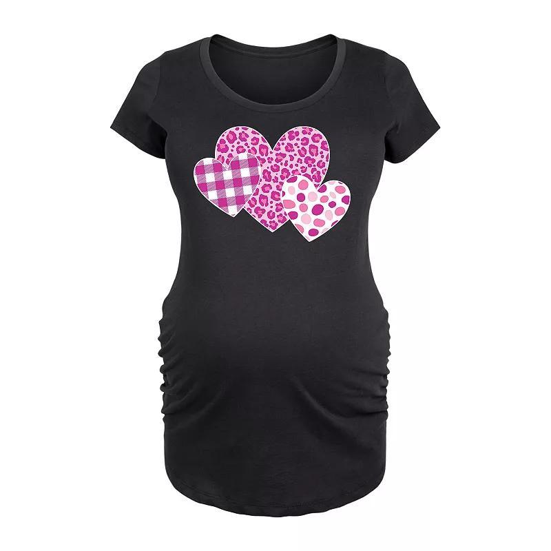 Maternity Valentines Patterned Hearts Graphic Tee, Womens Product Image