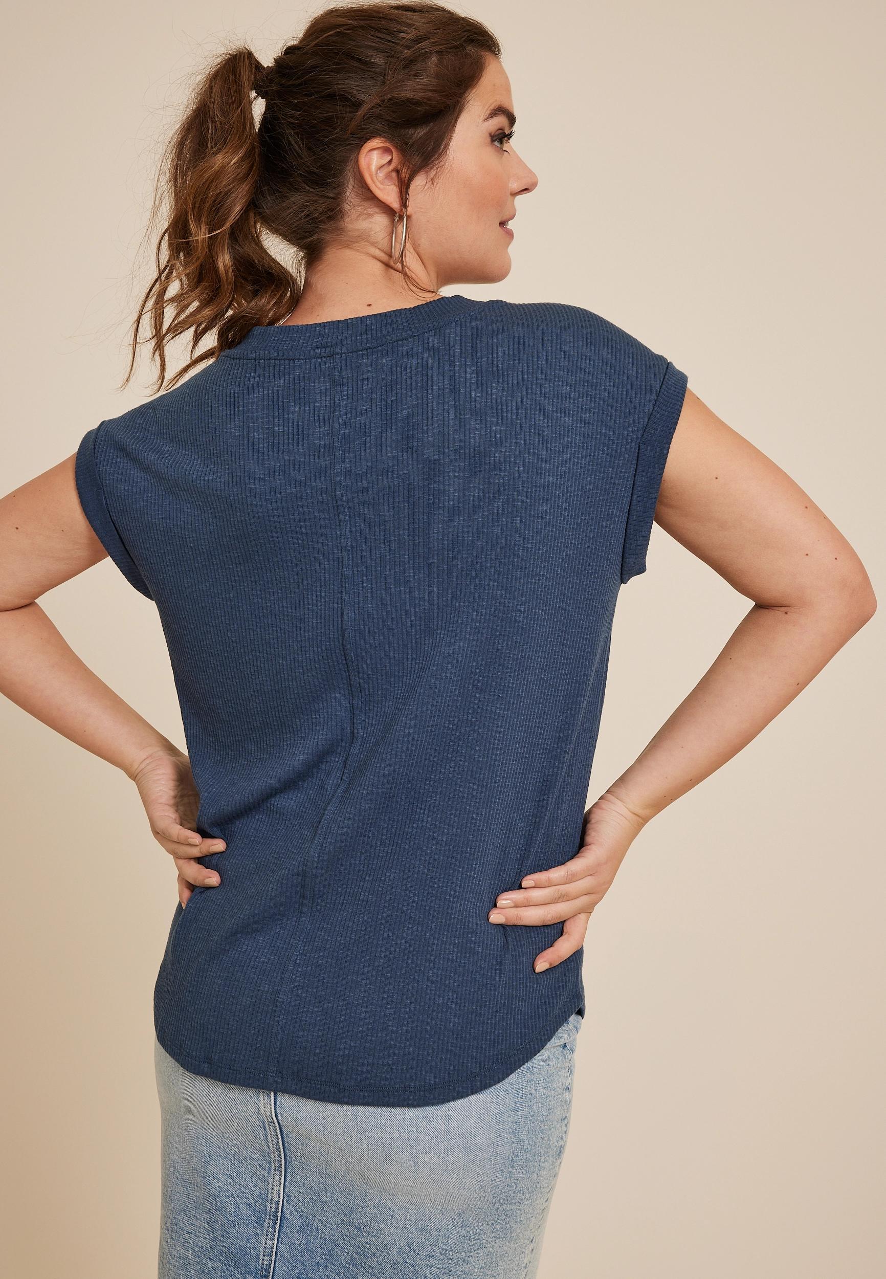 24/7 V Neck Ribbed Short Sleeve Tee Product Image