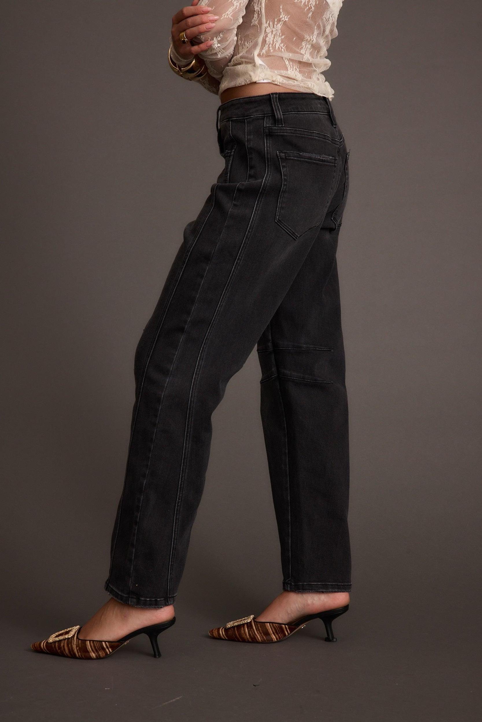 Muse Washed Black Barrel Denim Jeans Product Image