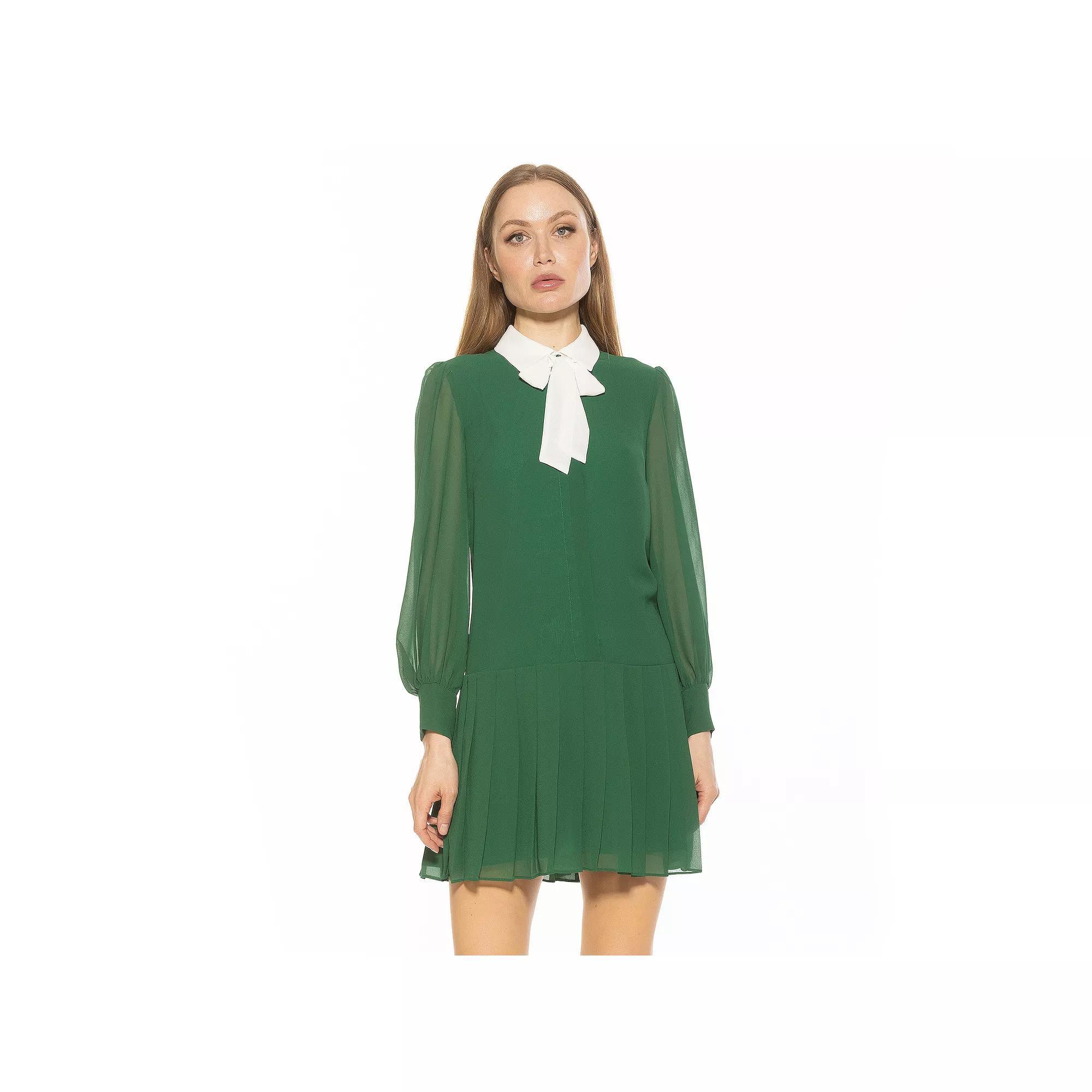 Women's ALEXIA ADMOR Glennis Collared Bow Tie Shift Dress, Size: Large, Blue Product Image