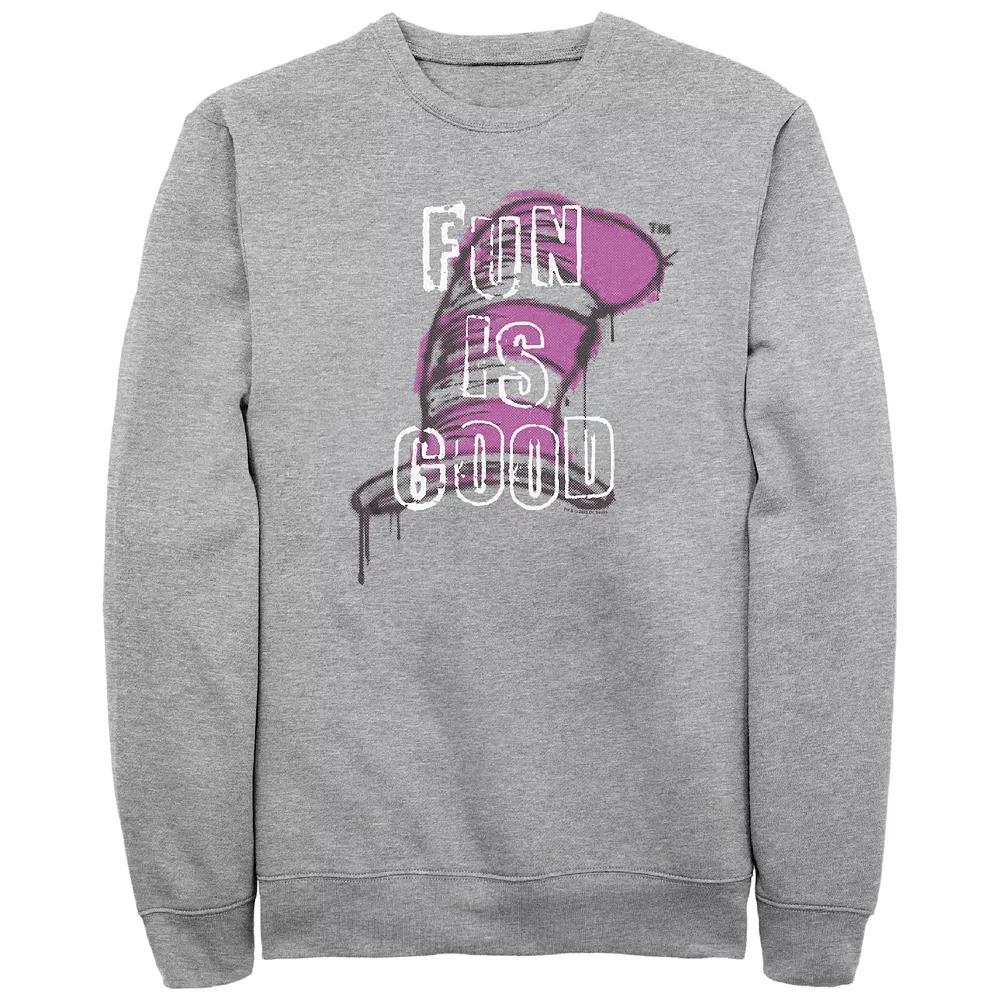 Mens Dr. Seuss Fun Is Good Graphic Fleece Athletic Grey Product Image