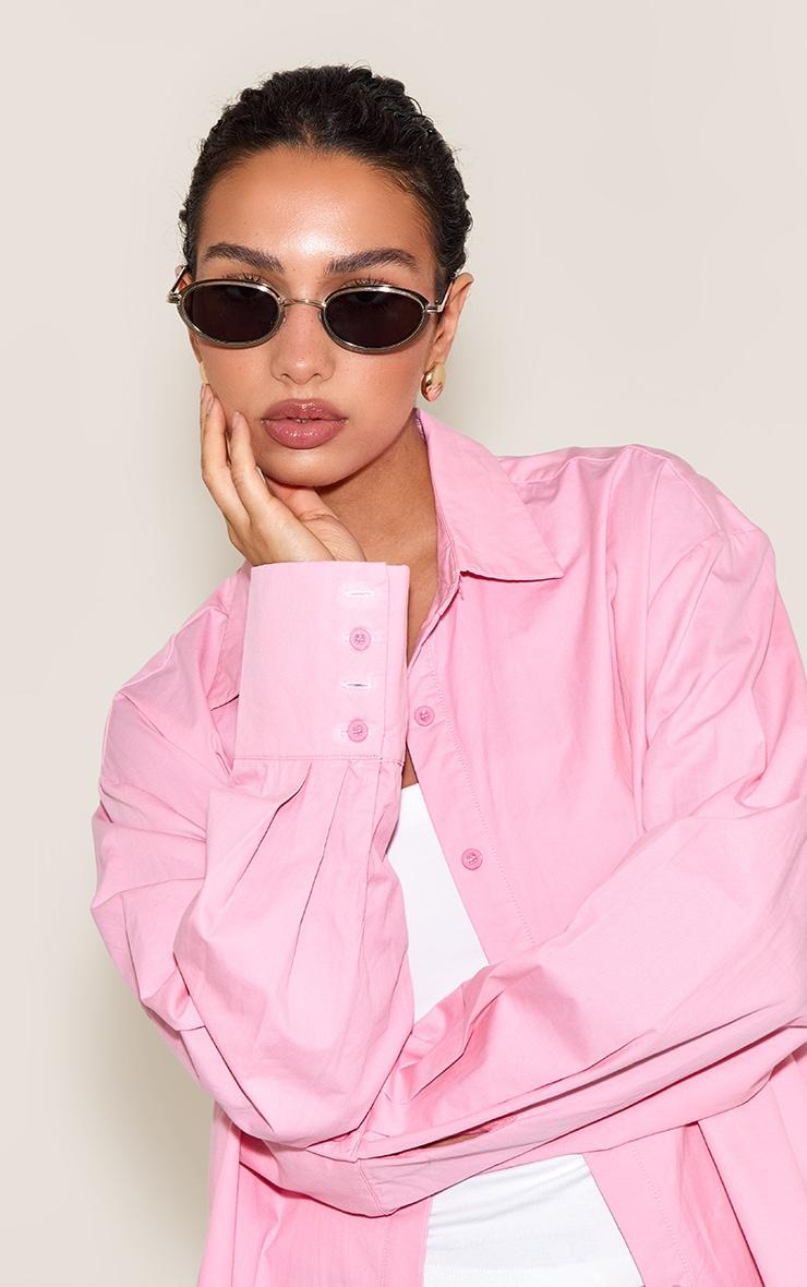 Gold Classic Textured Round Sunglasses Product Image