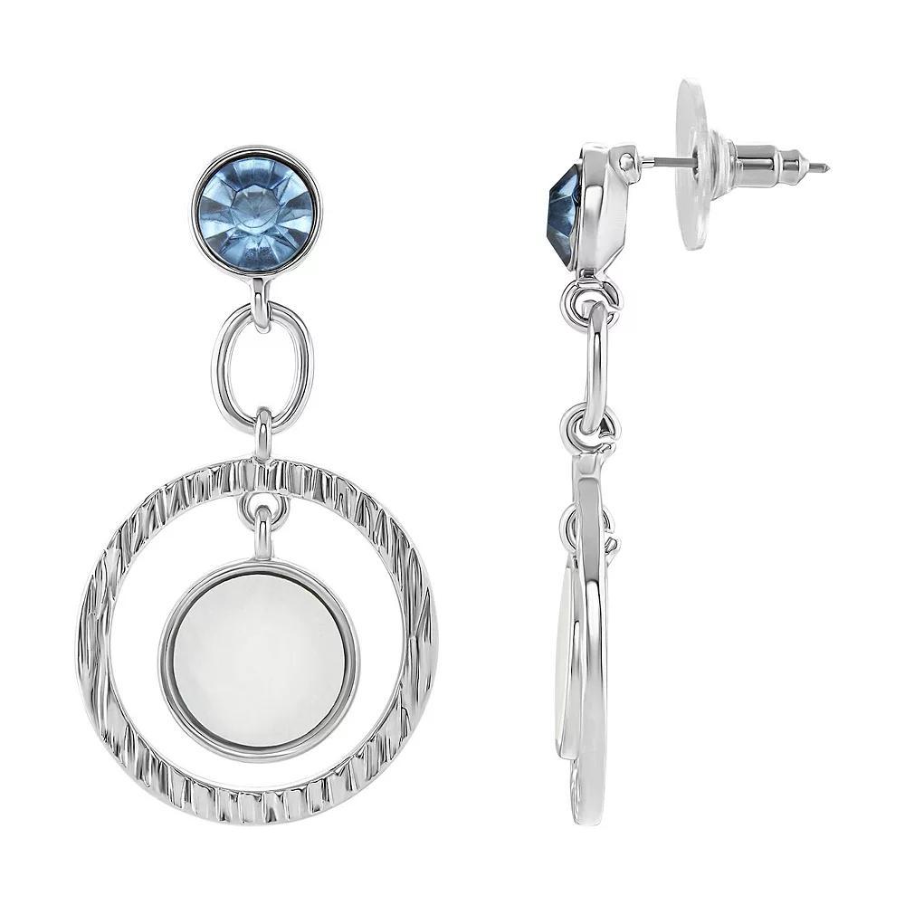 Emberly Silver Tone Blue Glass Stone & Simulated Mother-of-Pearl Circle Drop Earrings, Women's, Multi Blue Product Image