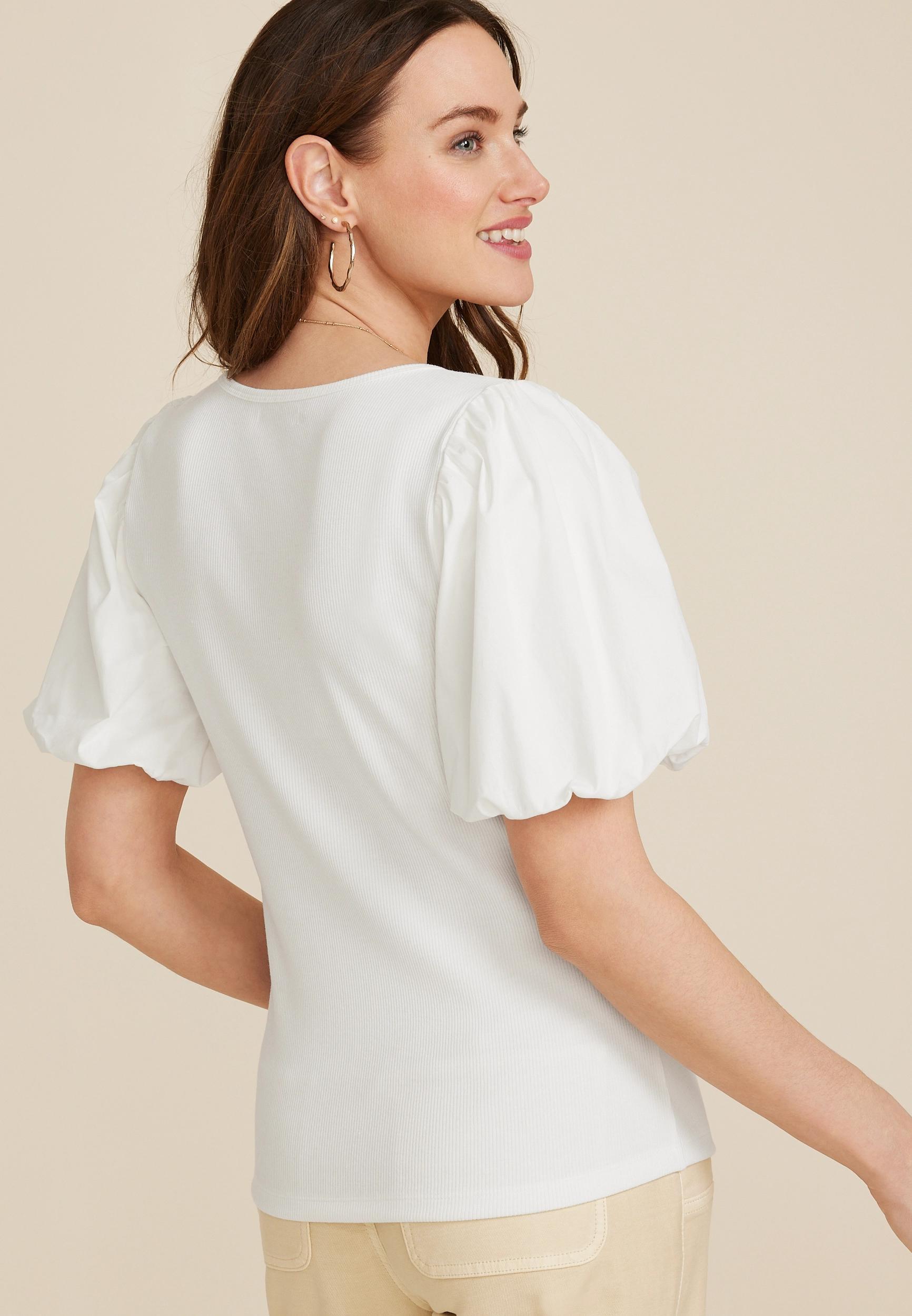Poplin Puff Sleeve Blouse Product Image