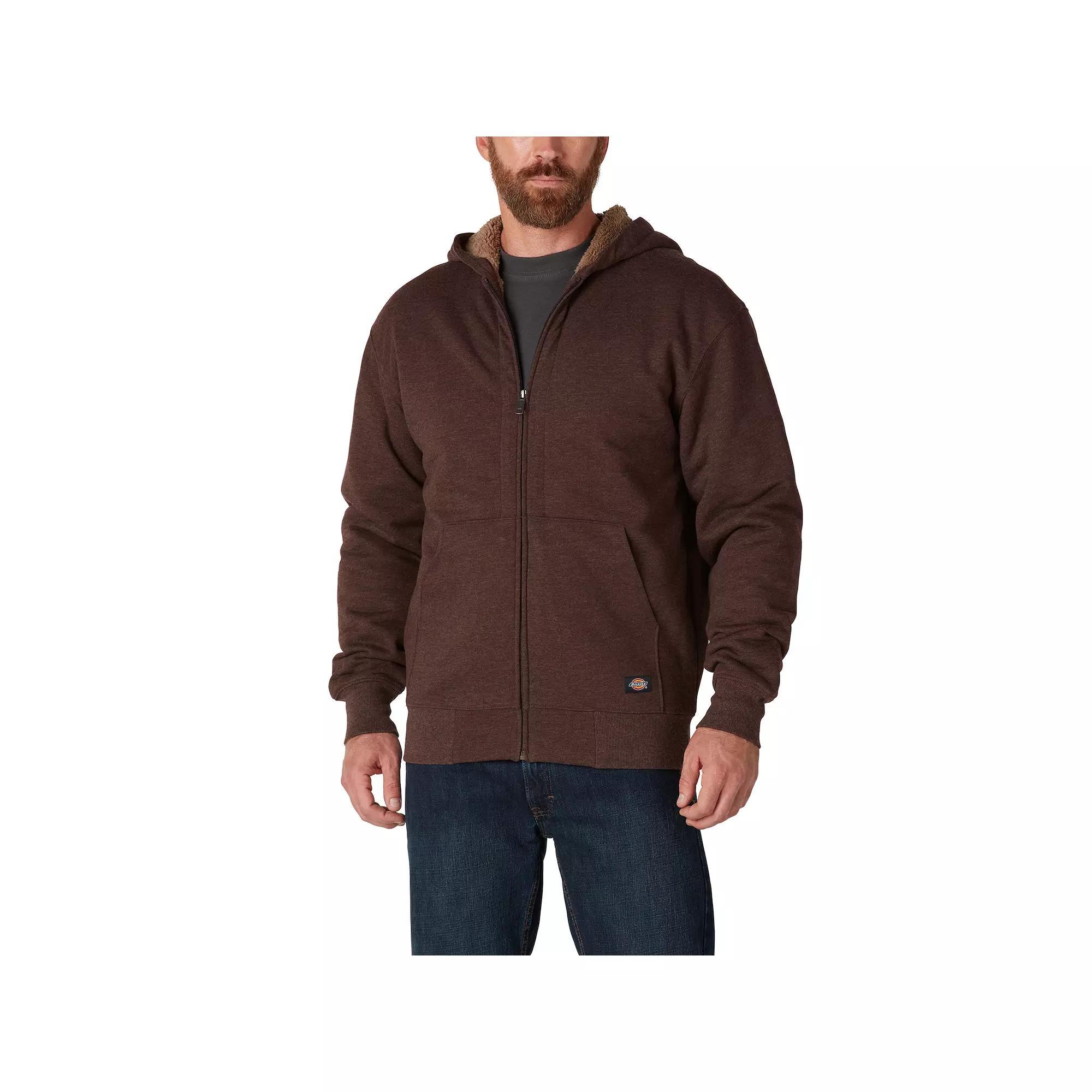 Mens Dickies Fleece-Lined Zip-Front Hoodie Brown Heather Product Image