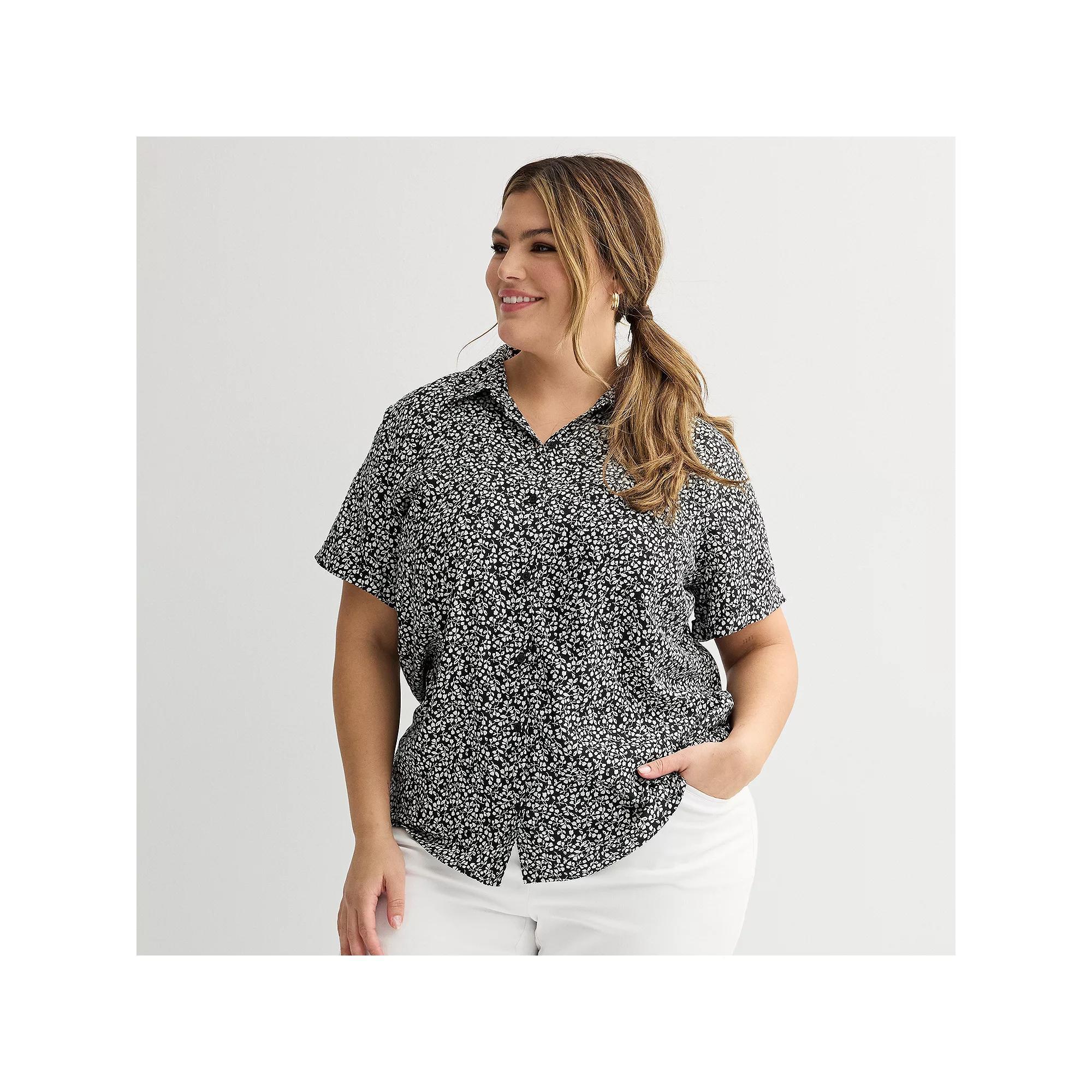 Plus Size Croft & Barrow Camp Shirt, Womens Product Image