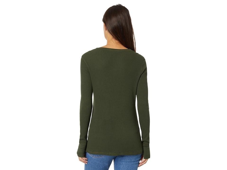Mod-o-doc Washed Cotton Modal Thermal Long Sleeve Crew Neck Tee (Jeweled Forest) Women's Clothing Product Image