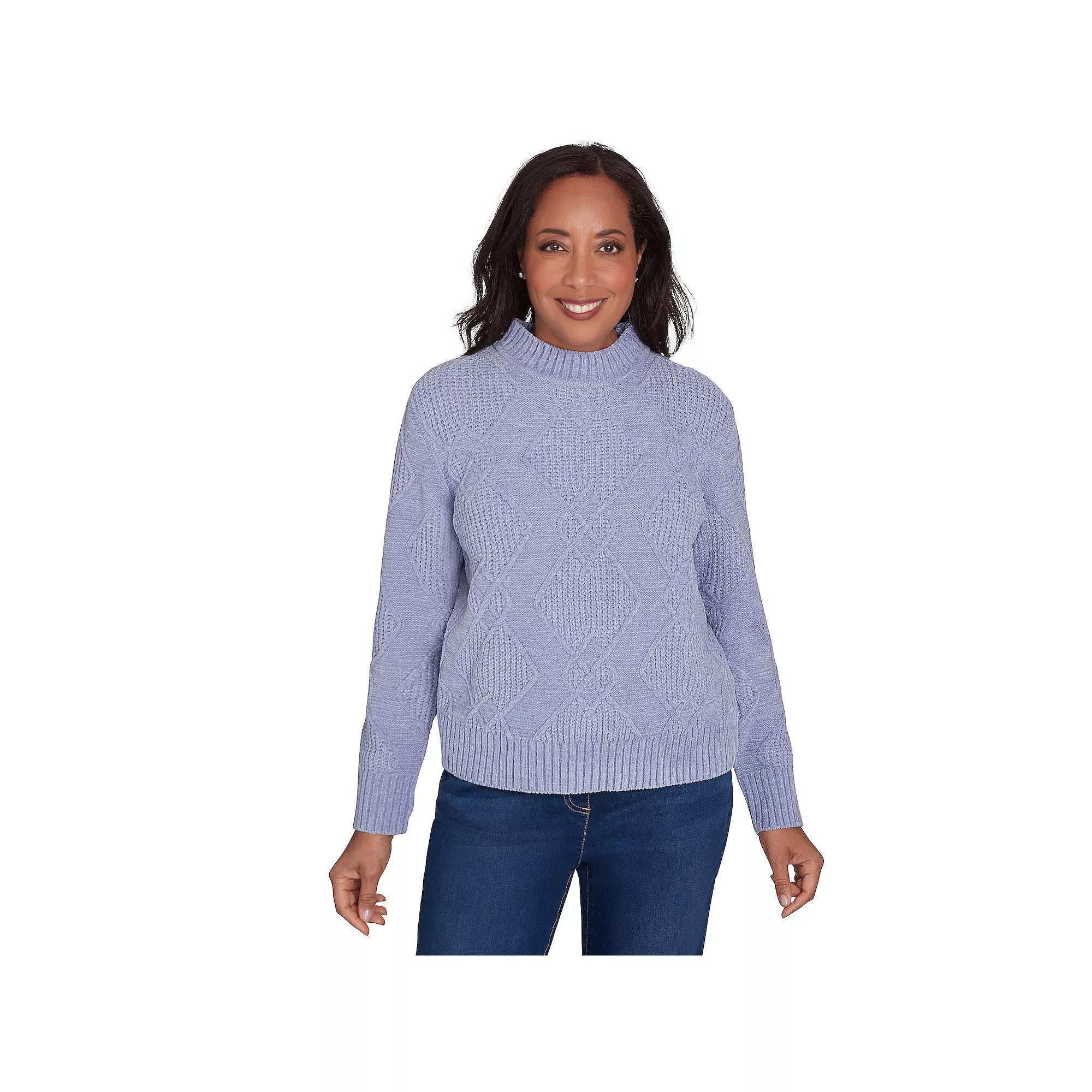 Women's Alfred Dunner Chenille Diamond Turtleneck Sweater, Size: XL, Ivory Product Image