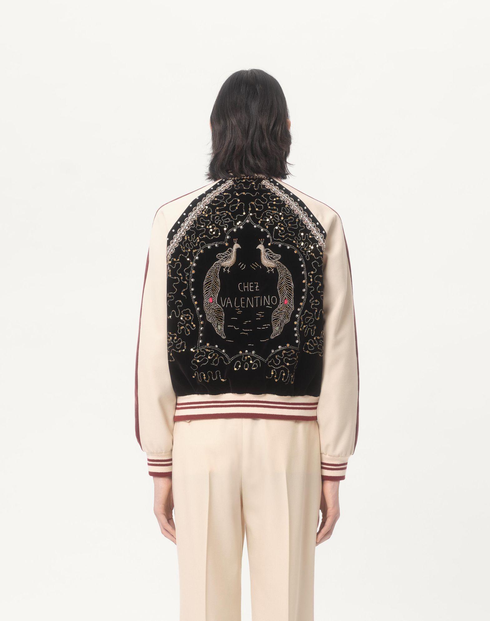 Cotton Velvet Bomber With Sequin And Bead Embroidery Product Image