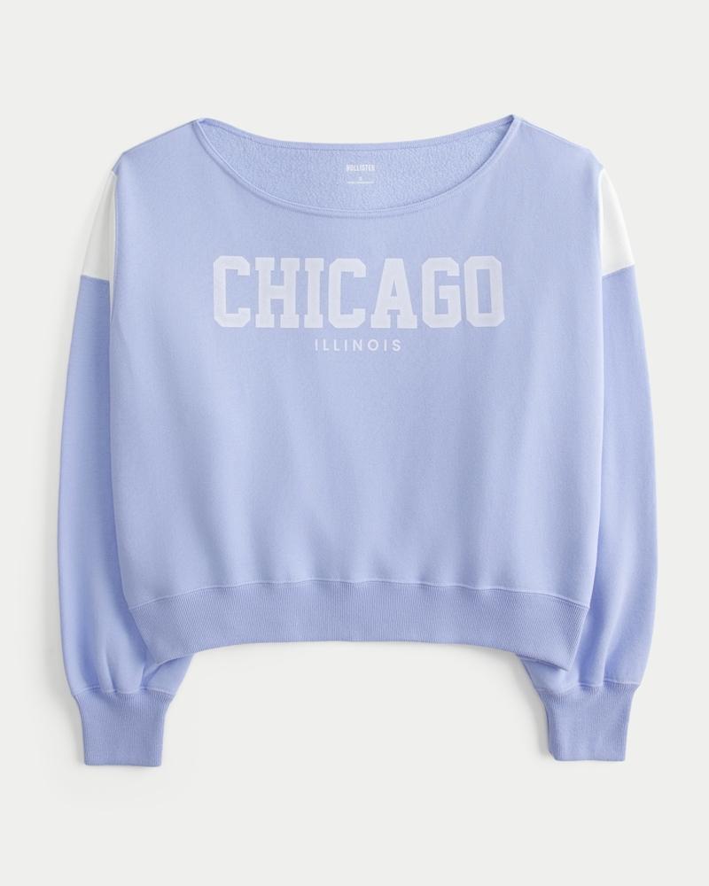 Easy Off-the-Shoulder Miami Graphic Sweatshirt Product Image
