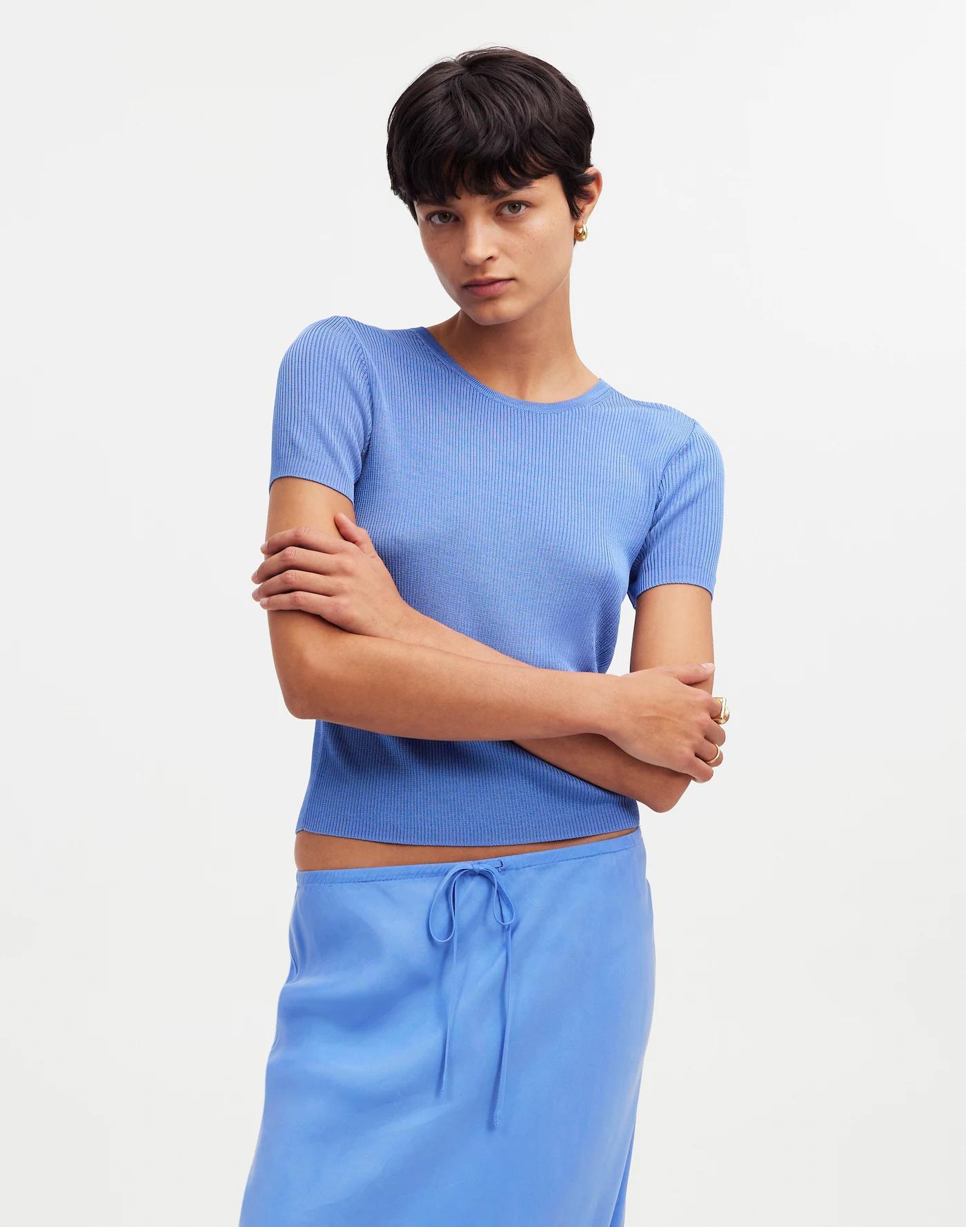Micro-Rib Sweater Tee Product Image