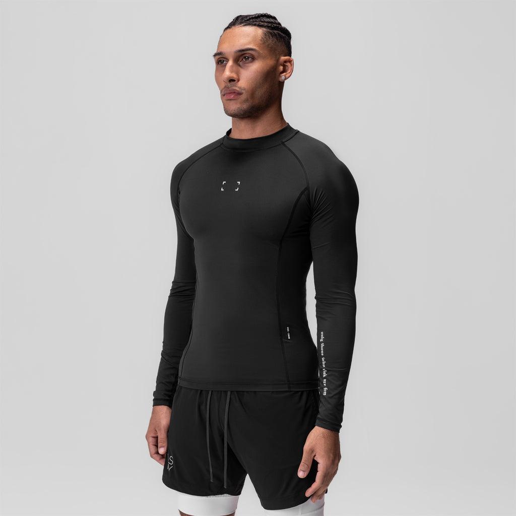 0908. WarpFlexx™ Compression Mock Neck Long Sleeve - Black "Space Bracket" Product Image