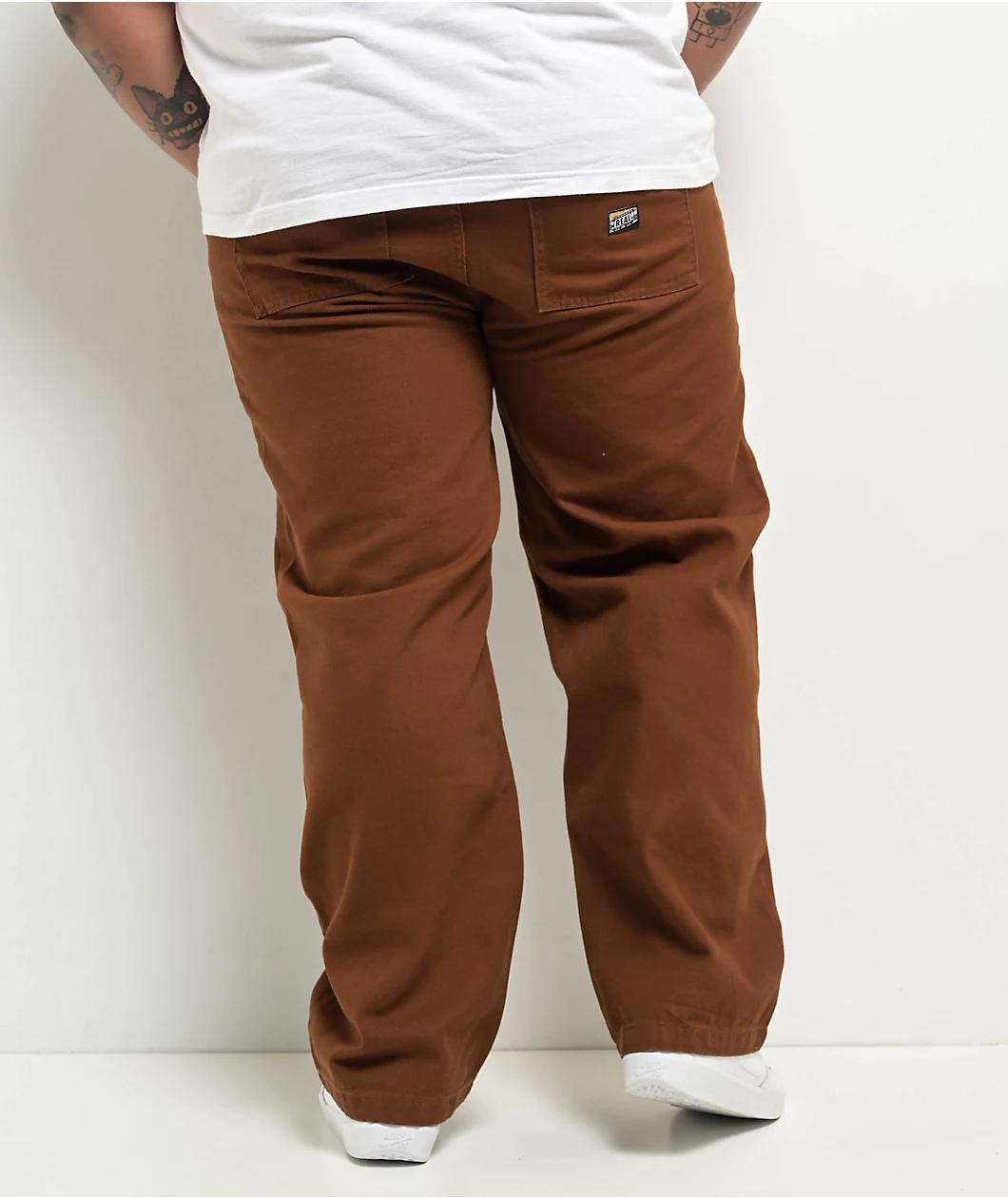 Real Tough Threads Double Knee Brown Loose Fit Pants Product Image