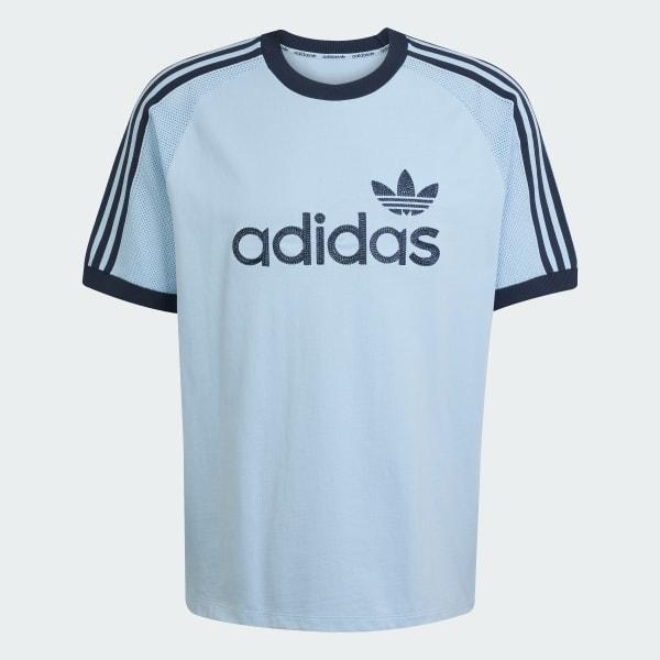 adidas Premium Knitted Tee Clear Sky XS Mens Product Image