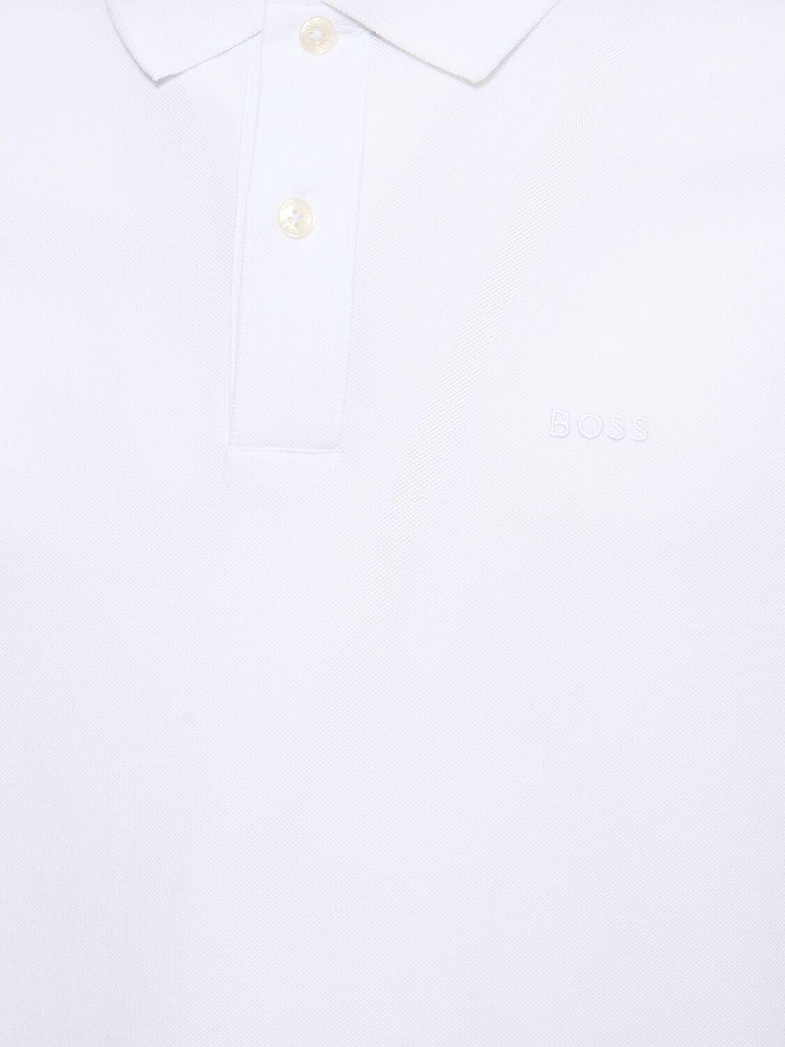 HUGO BOSS Pallas Embroidered Logo Polo Shirt In White Product Image