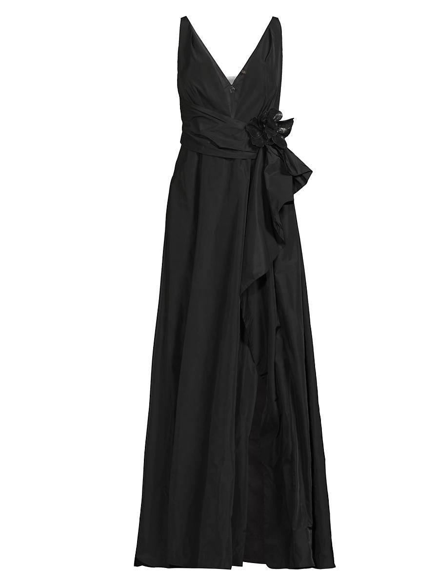 Womens Caro Embellished Satin V-Neck Gown Size 0 Product Image