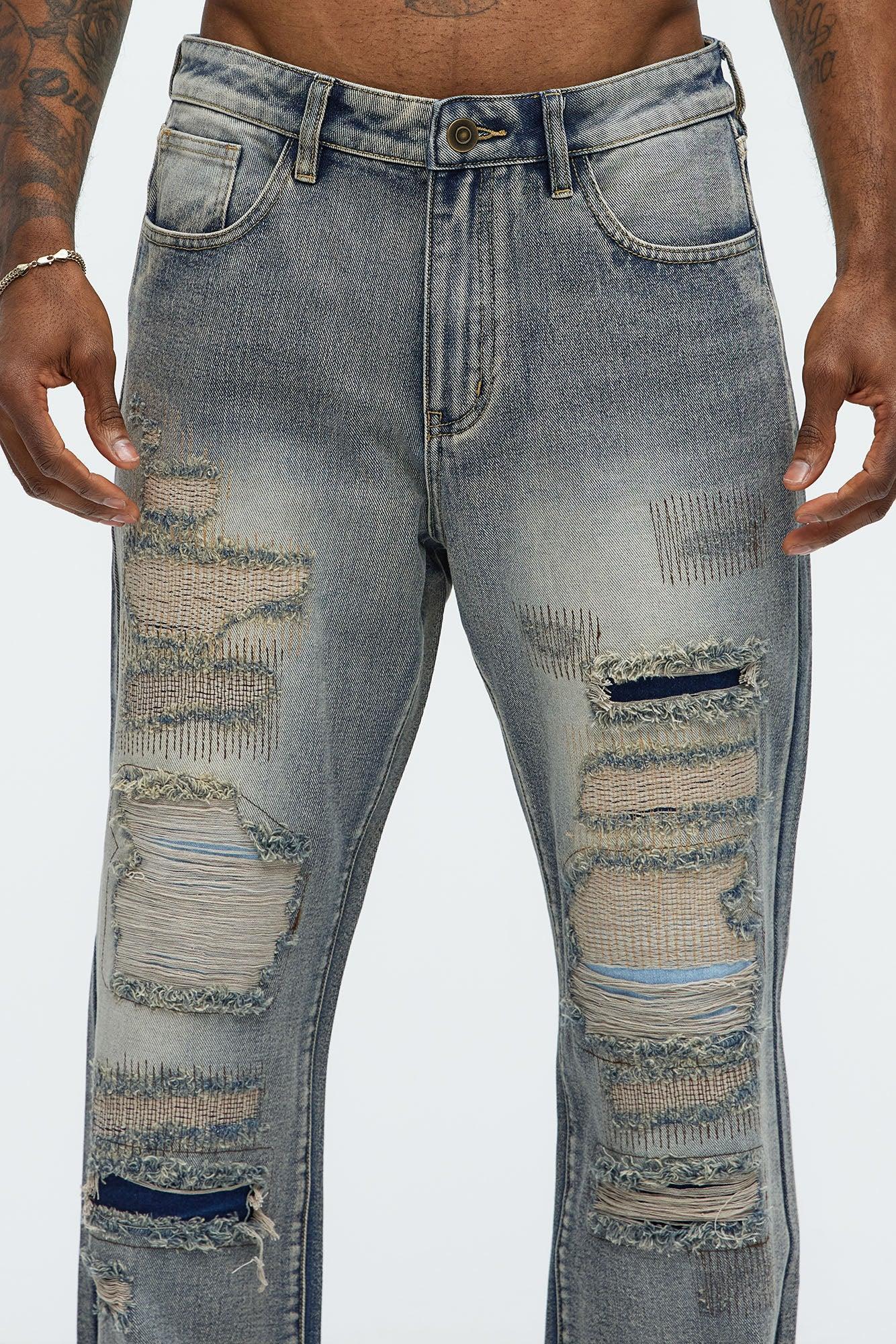 Come Adjust Stitched Straight Jeans - Vintage Blue Wash Product Image